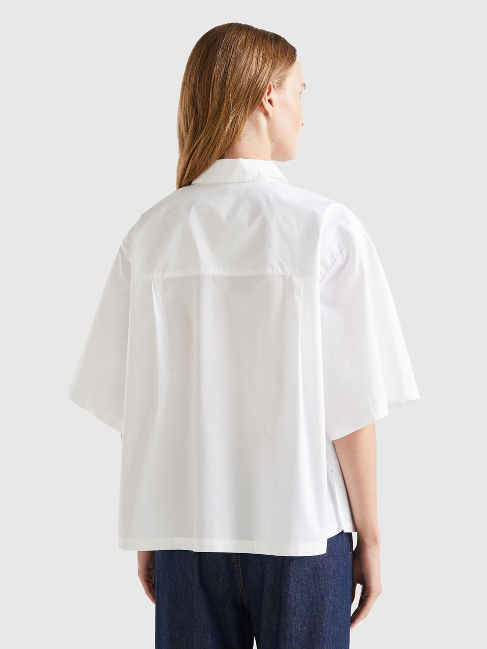 Loose boxy fit shirt - White | Benetton