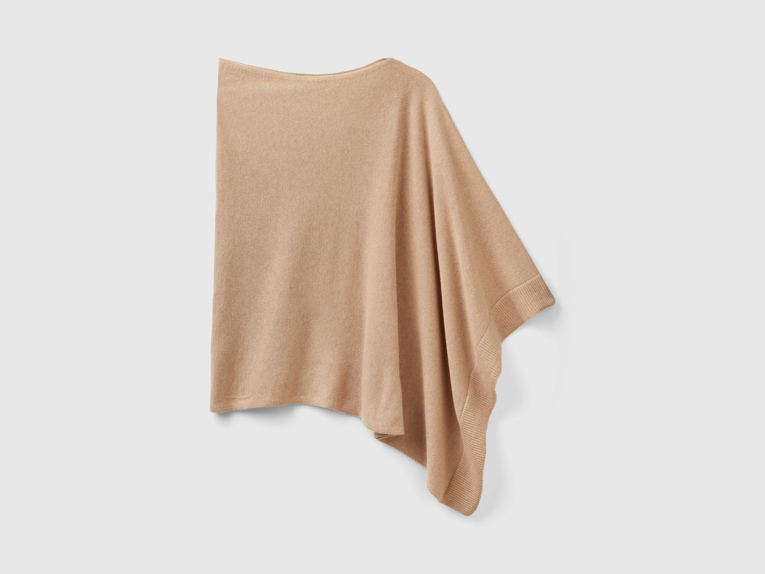 Cashmere blend poncho - Beige | Benetton