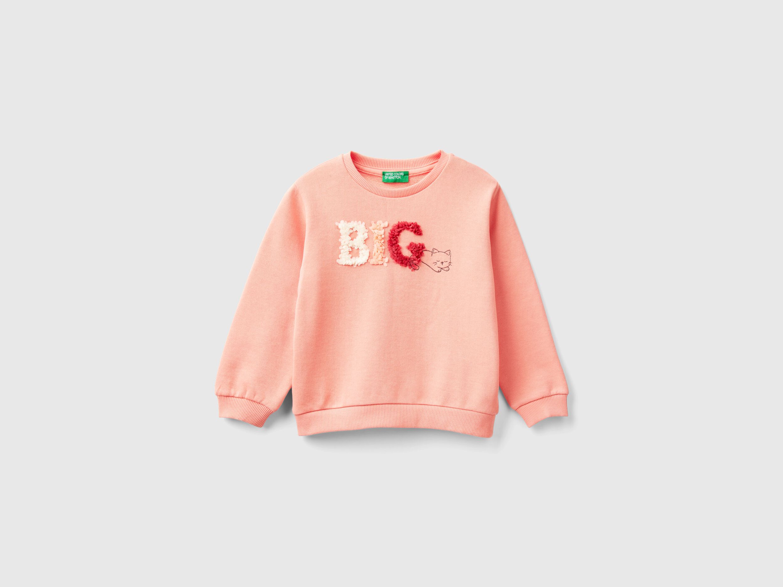 Sweatshirt with petal look applique - Peach | Benetton