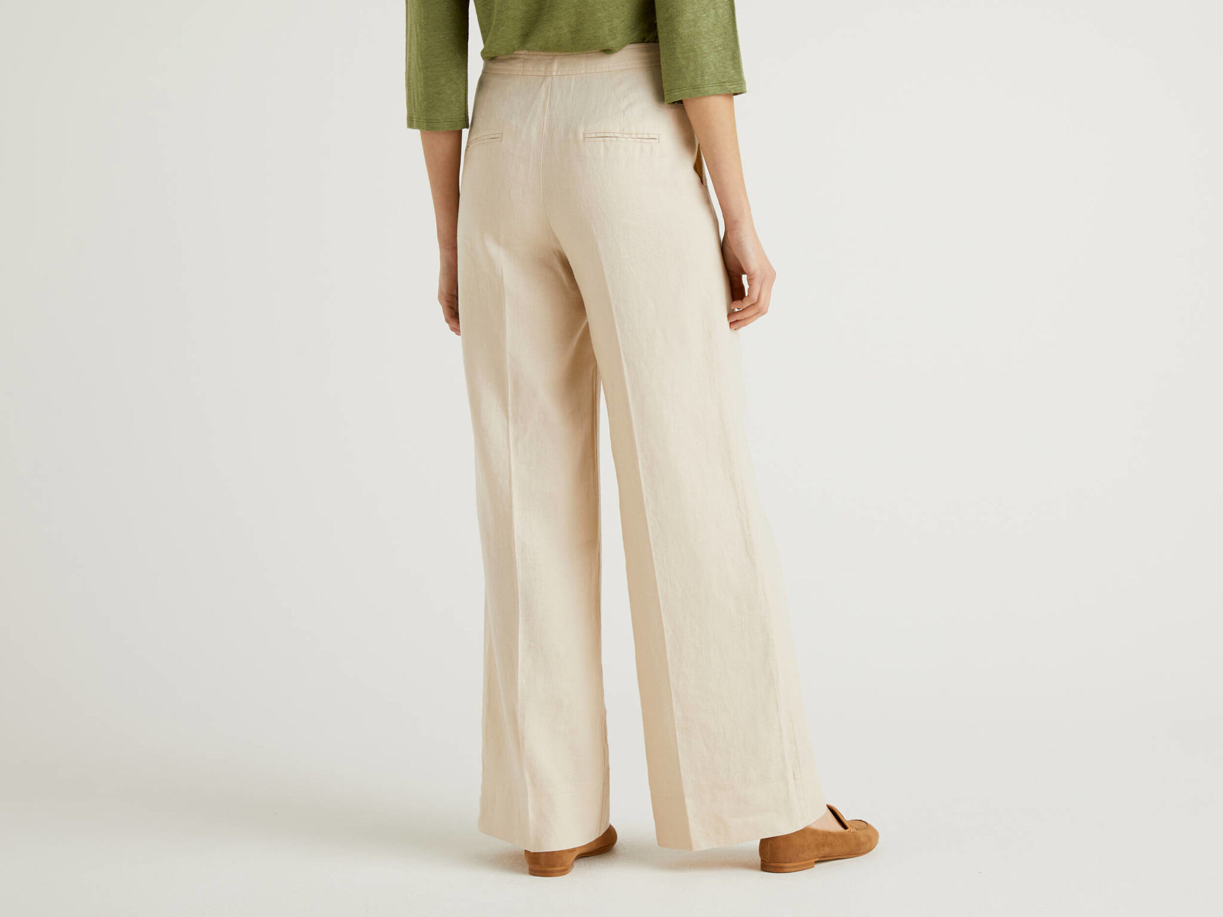 Palazzo trousers in 100% linen