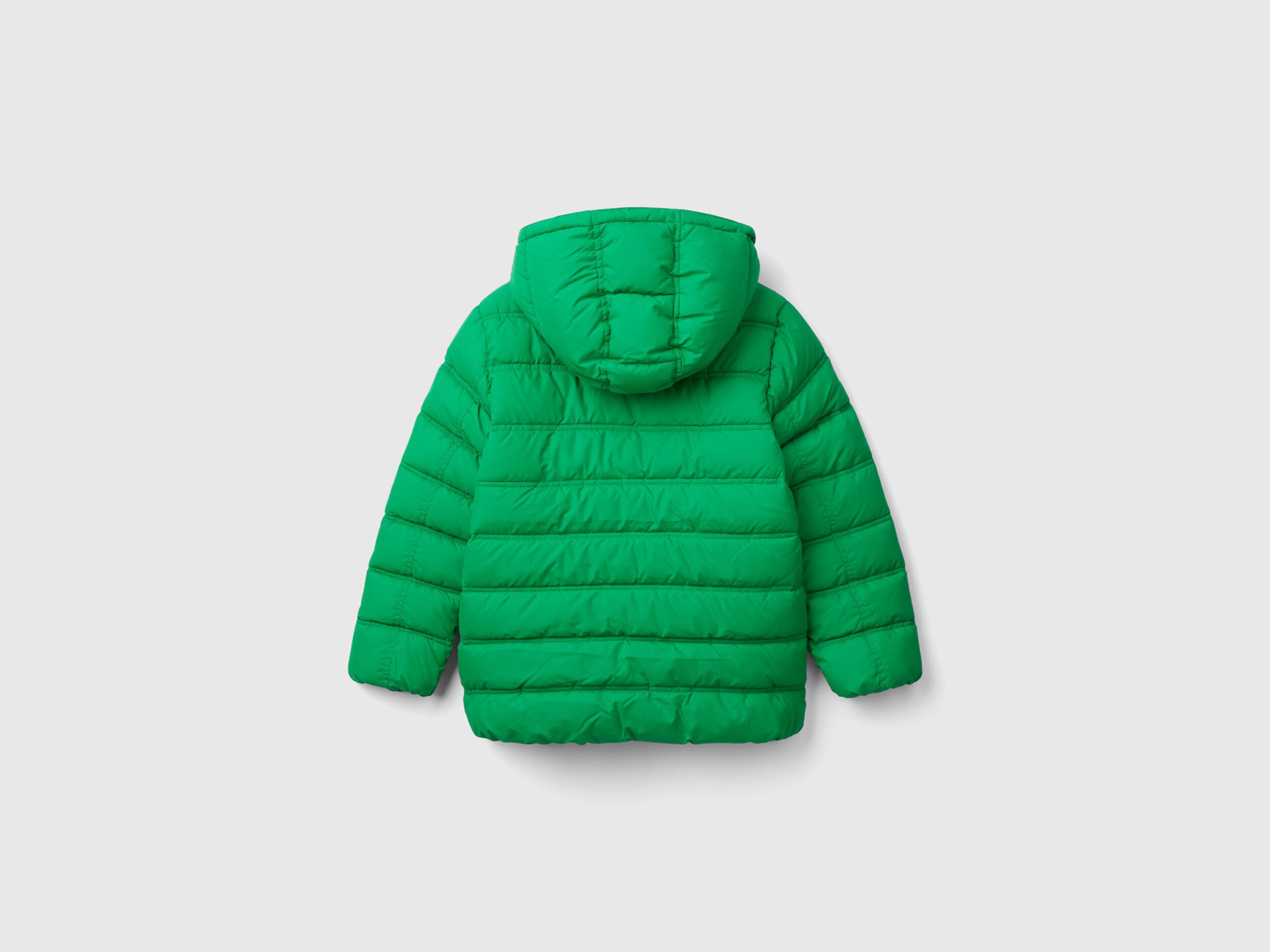 Puffer jacket with hood and logo