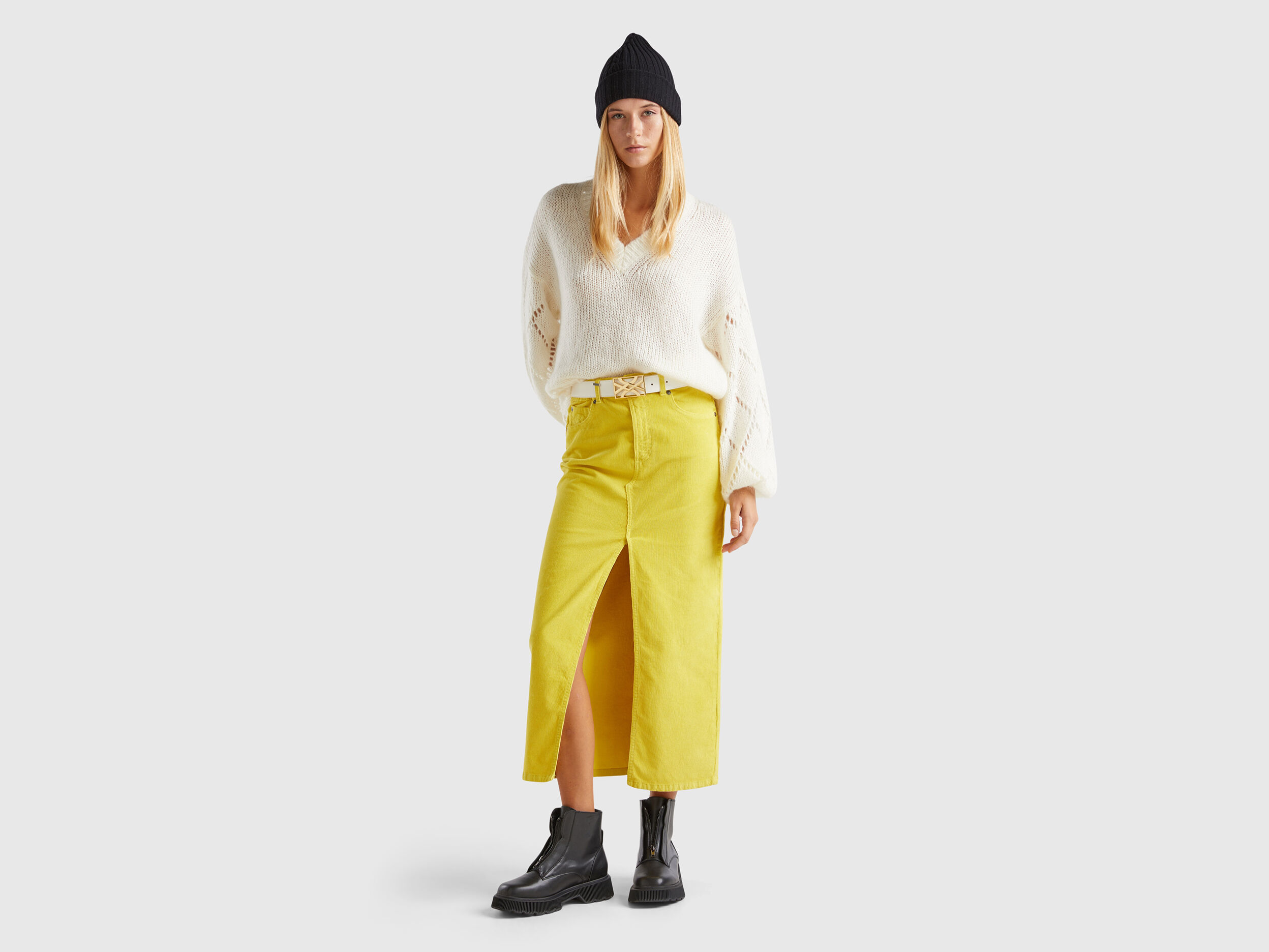 Women's corduroy skirt yellow discount