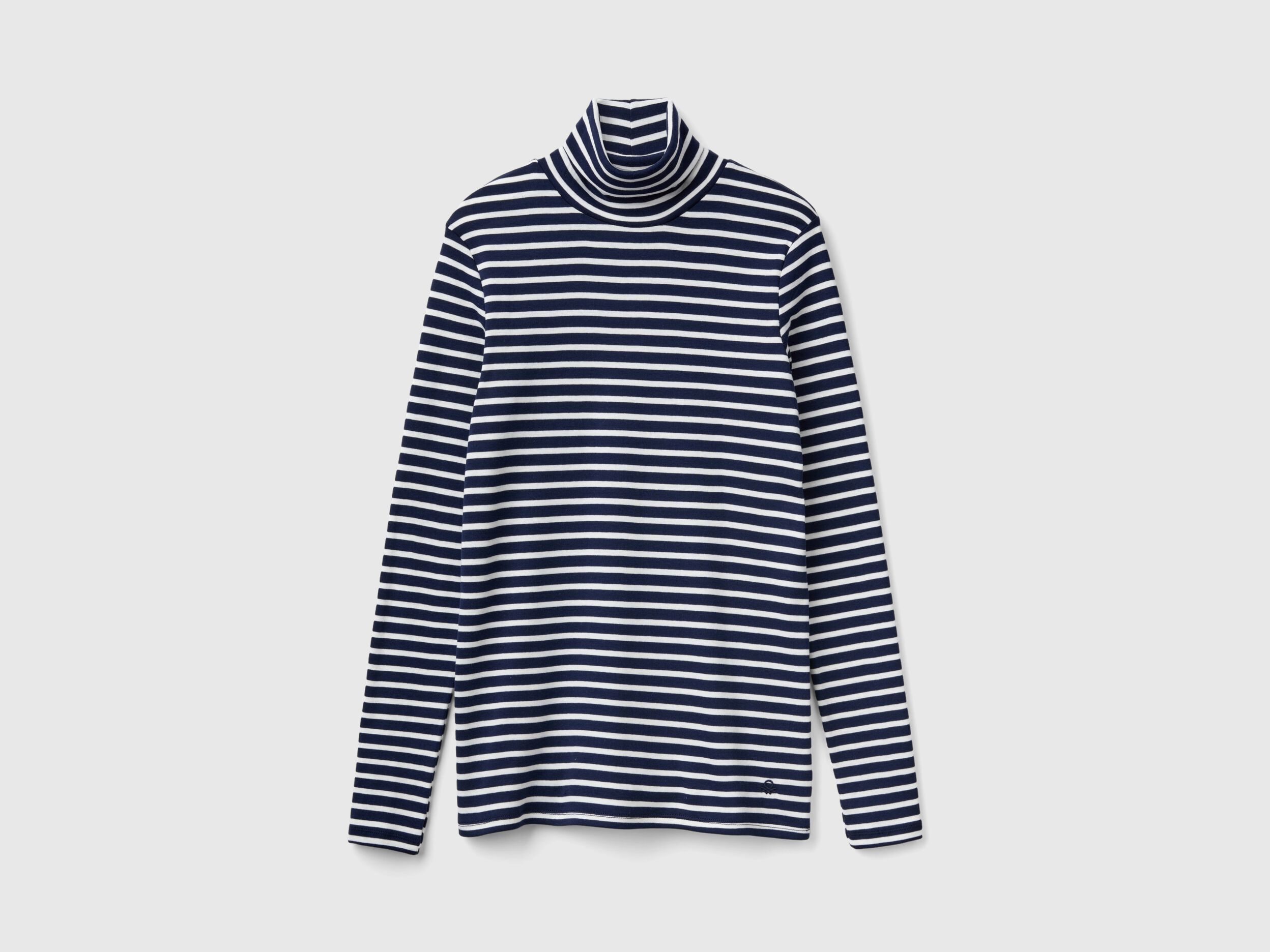 Striped turtleneck t-shirt - Dark Blue | Benetton