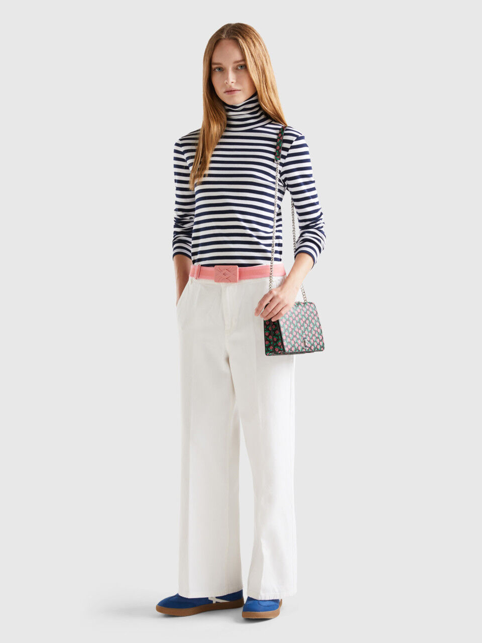 Pantaloni bianchi benetton on sale