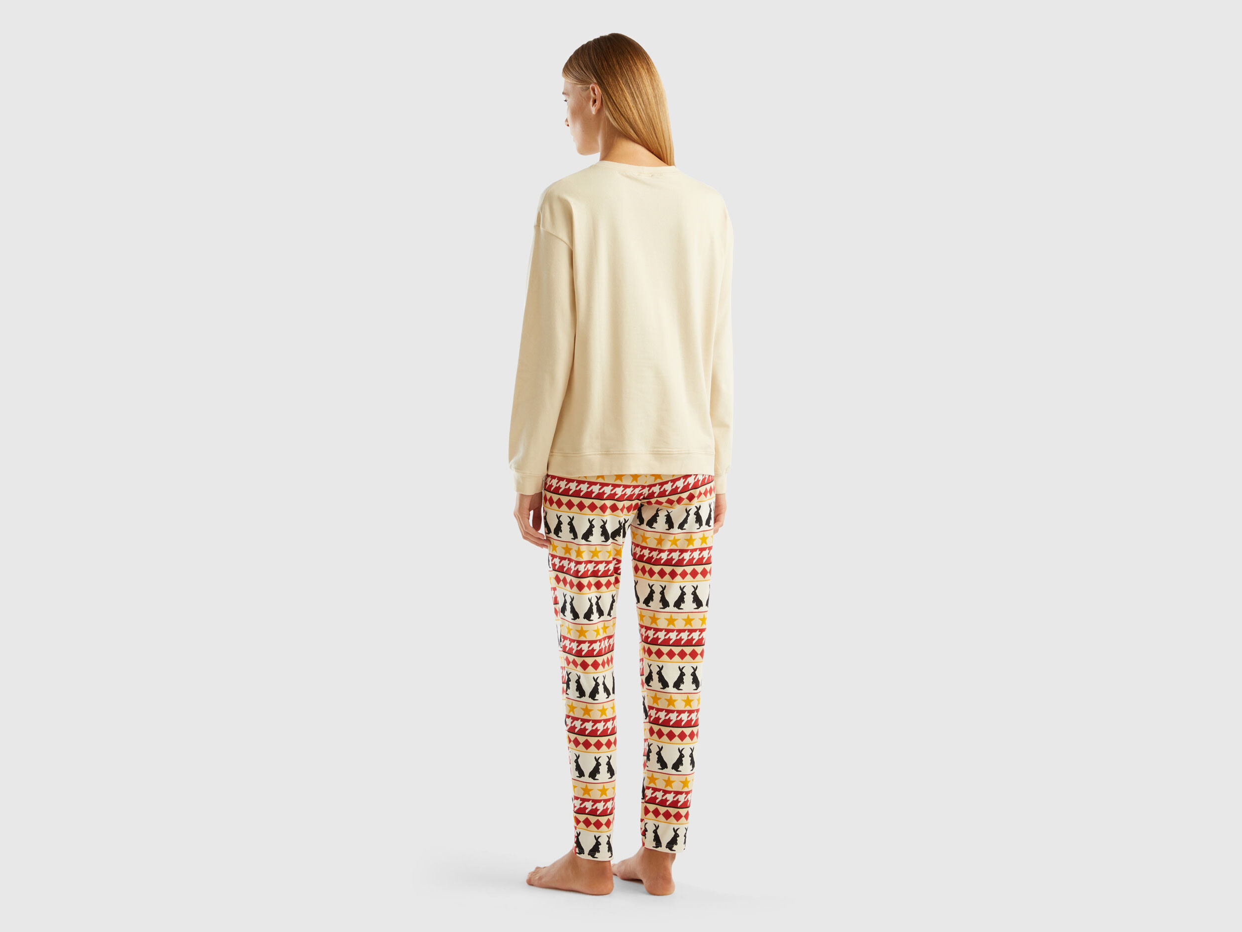 Warm stretch cotton pyjamas Beige Benetton