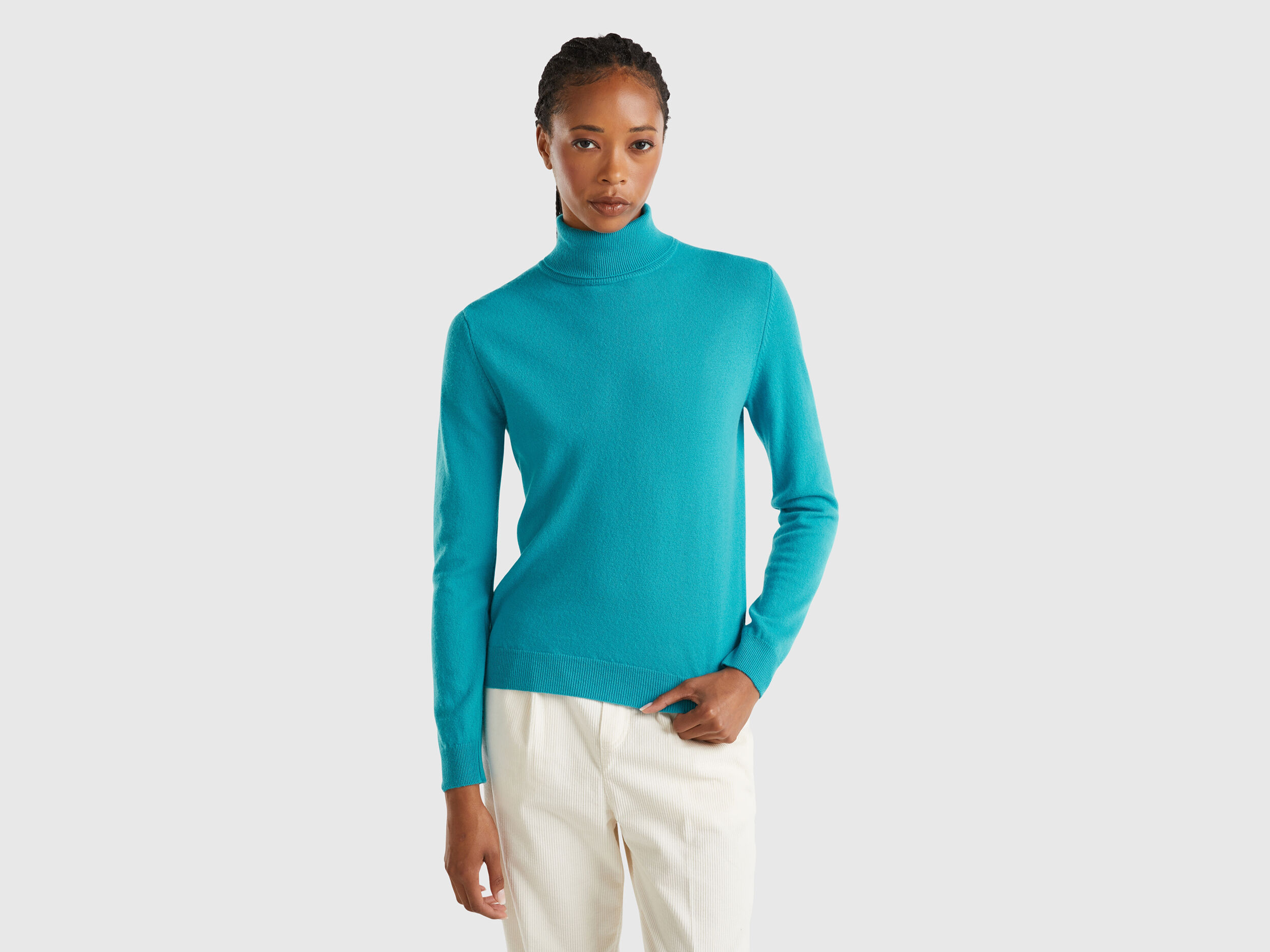 Teal turtleneck sweater top