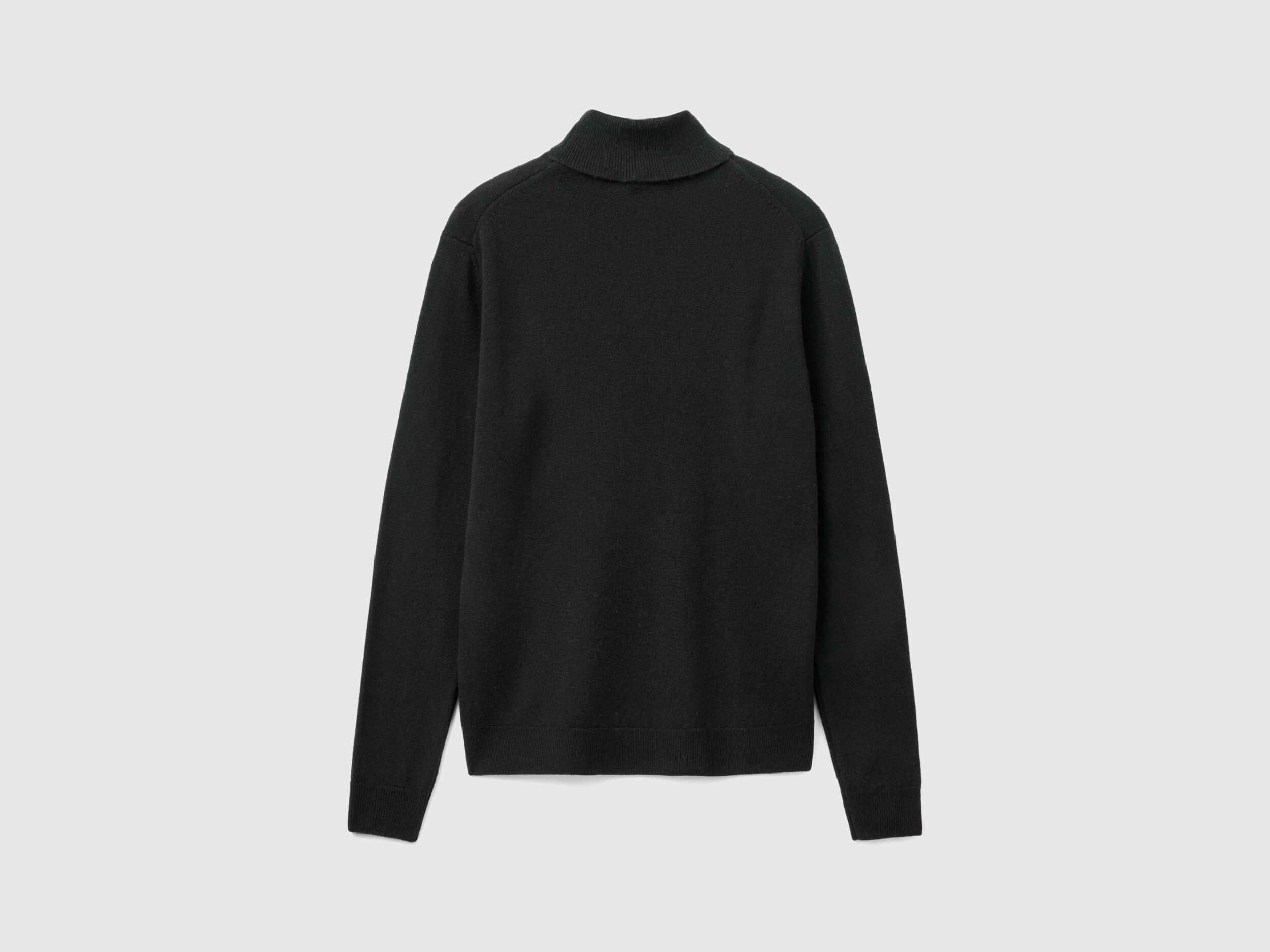 Black turtleneck sweater in pure Merino wool Black Benetton