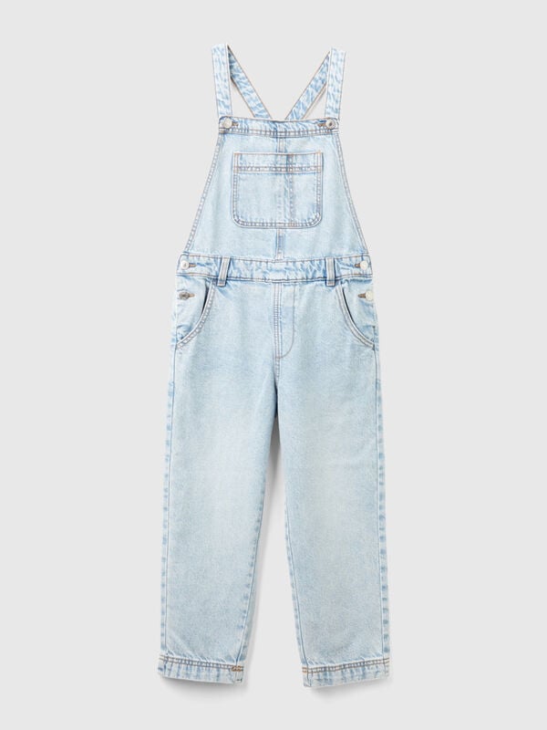 Denim dungarees with rhinestones Junior Girl