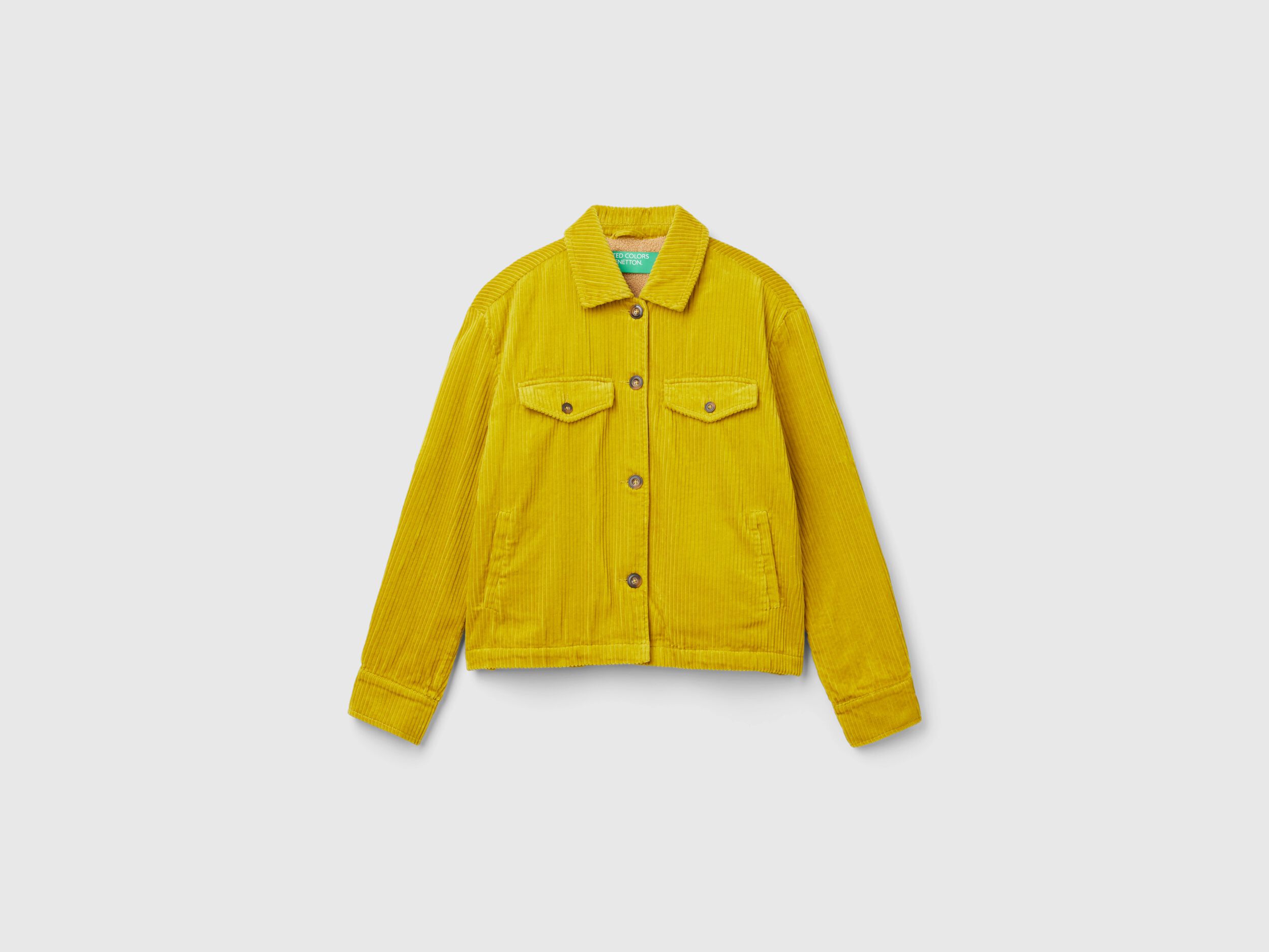 Velvet jacket with teddy lining Mustard Benetton