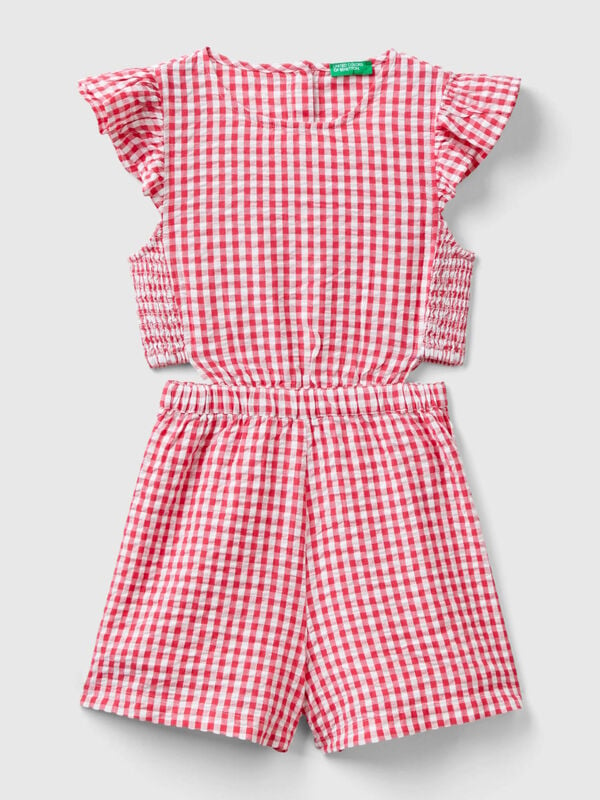 Vichy jumpsuit with flaps Junior Girl