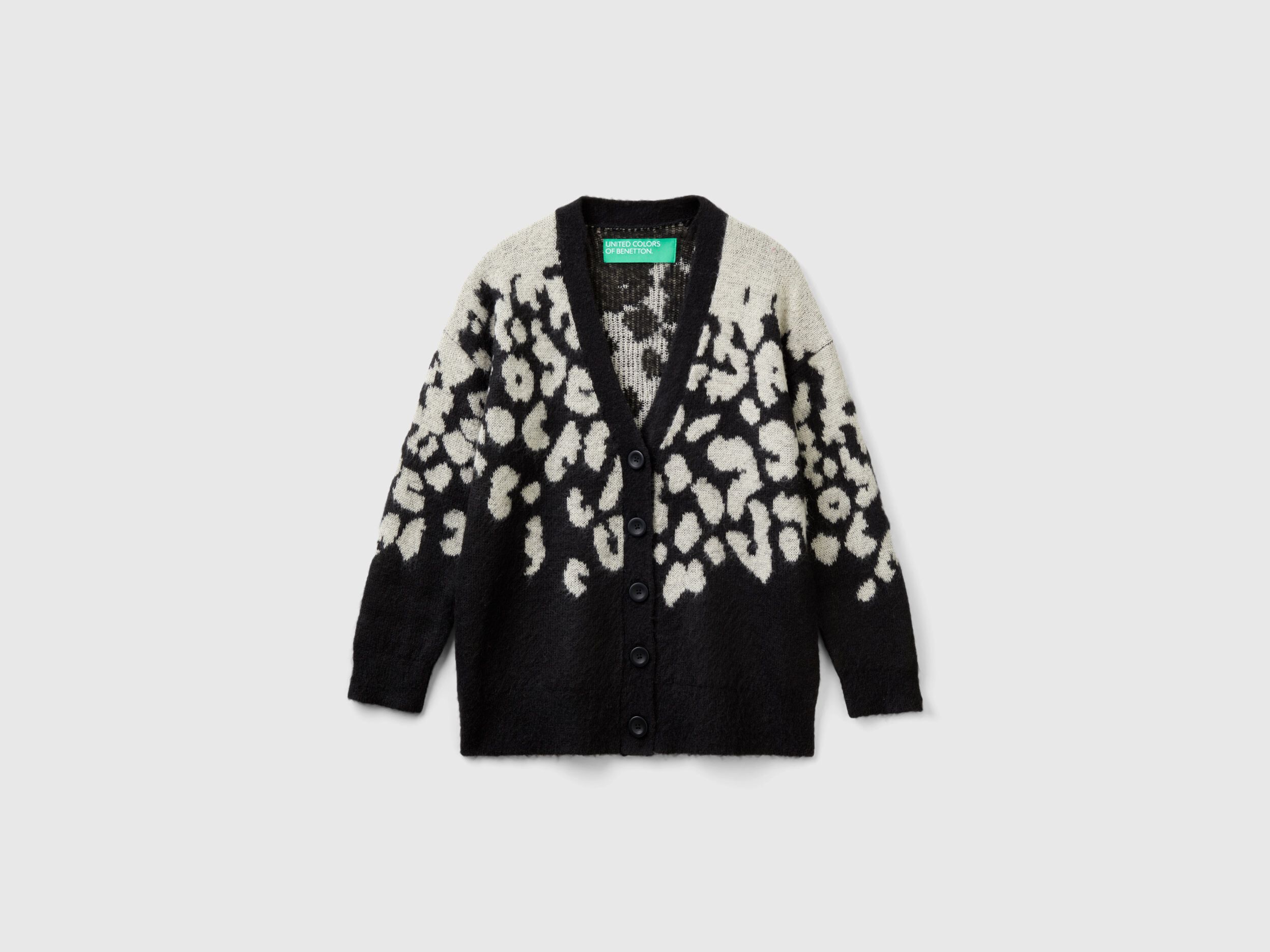 Animal print cardigan in mohair blend Multi color Benetton