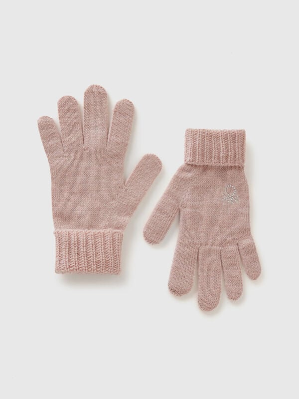 Knit gloves with logo Junior Girl