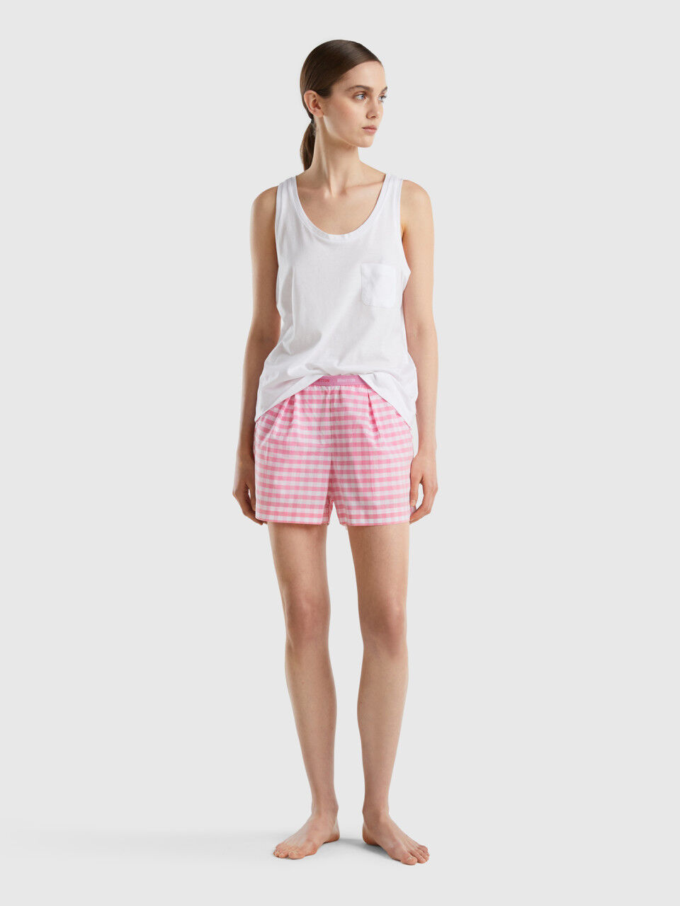 Checked shorts in lightweight cotton
