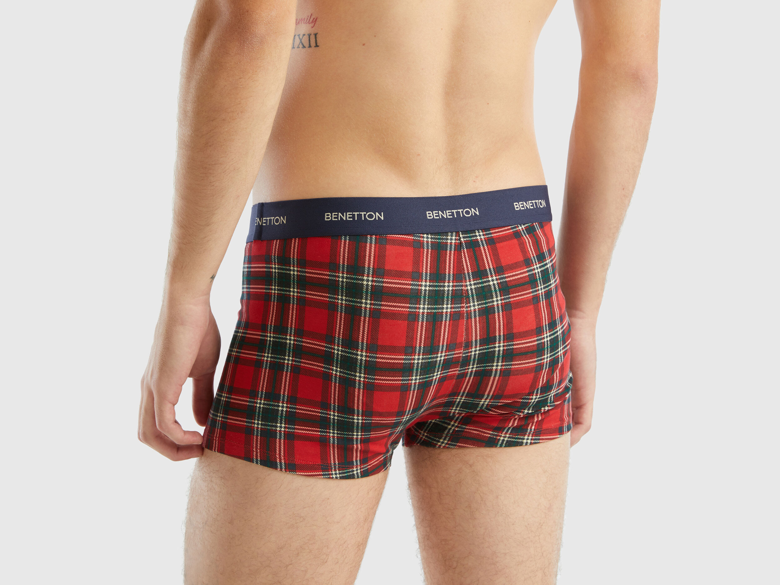 Red and blue tartan boxer shorts Red Benetton