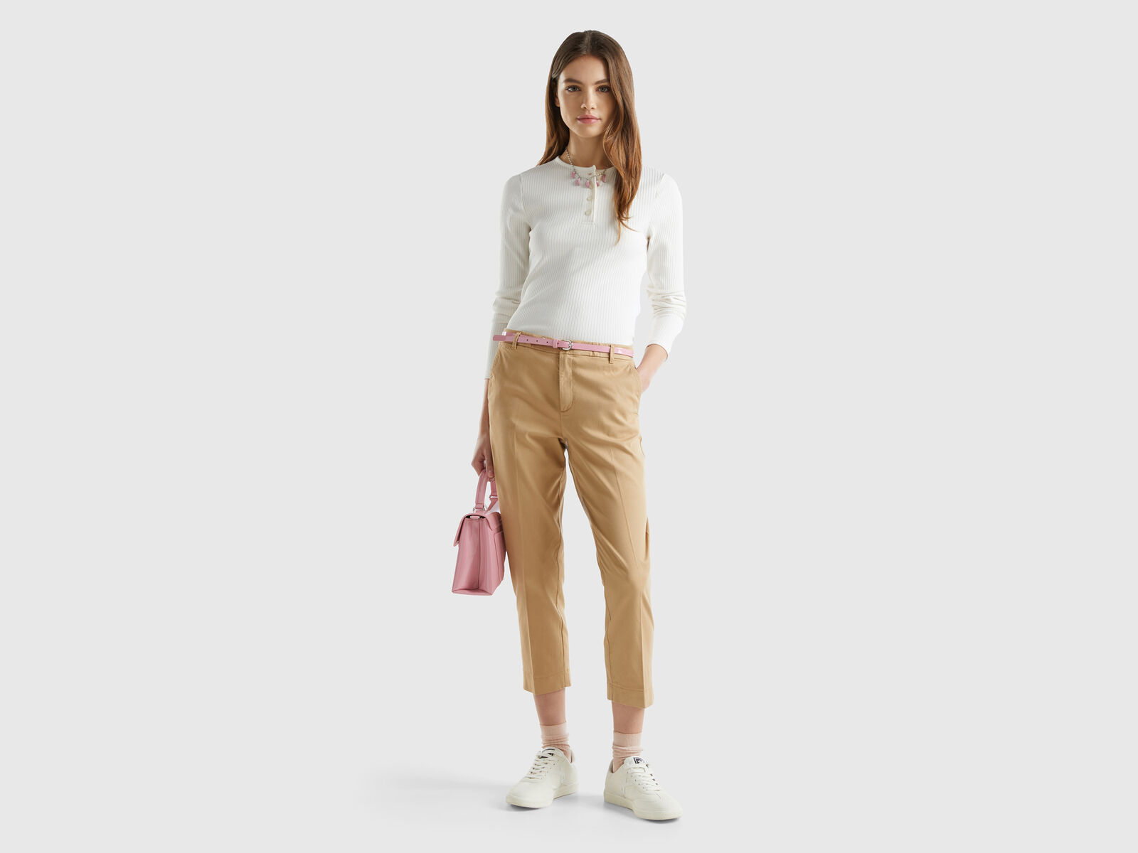 Beige Cotton Stretch Chinos, Ladies Country Clothing