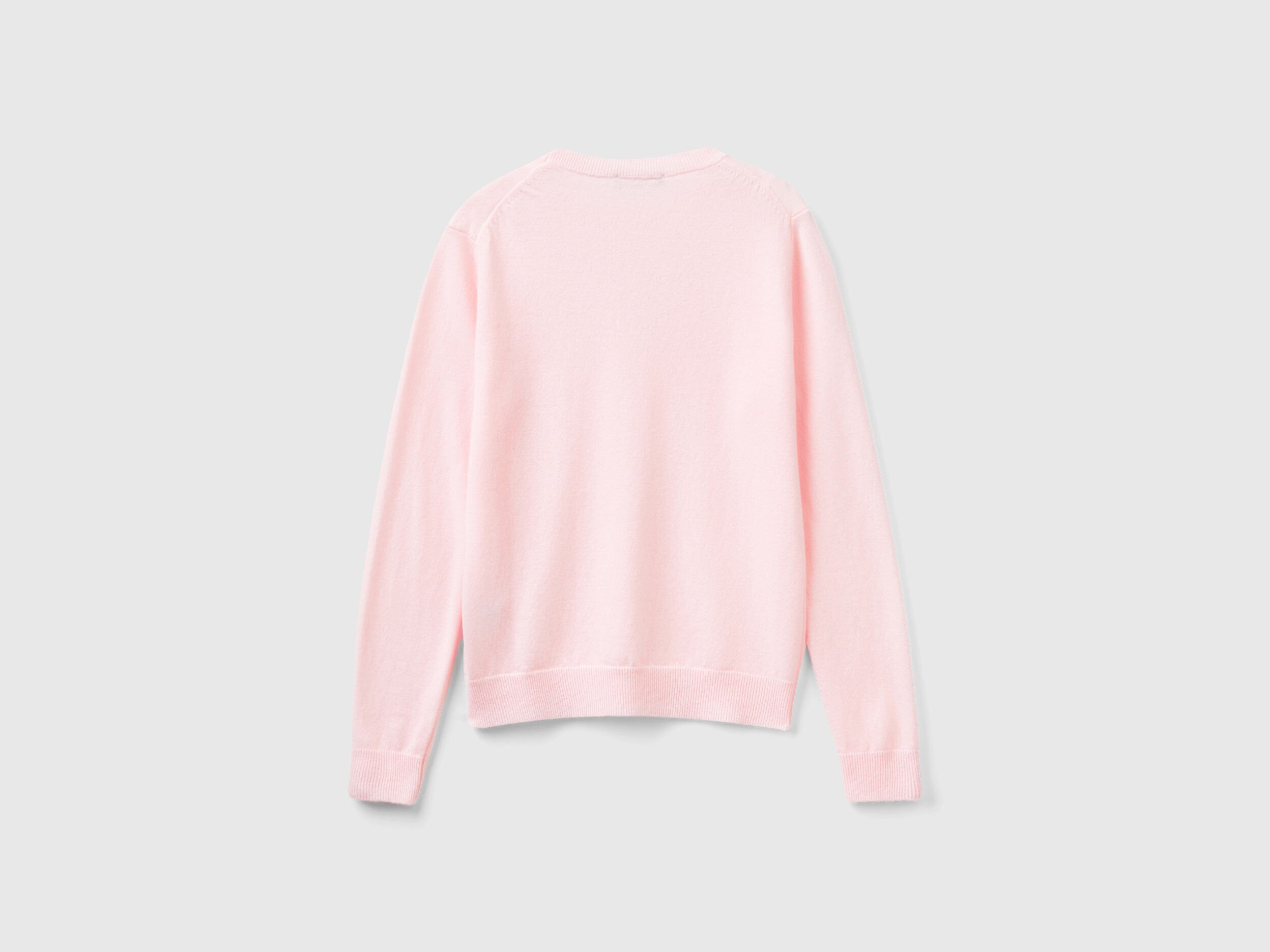 Light pink crew neck sweater in Merino wool