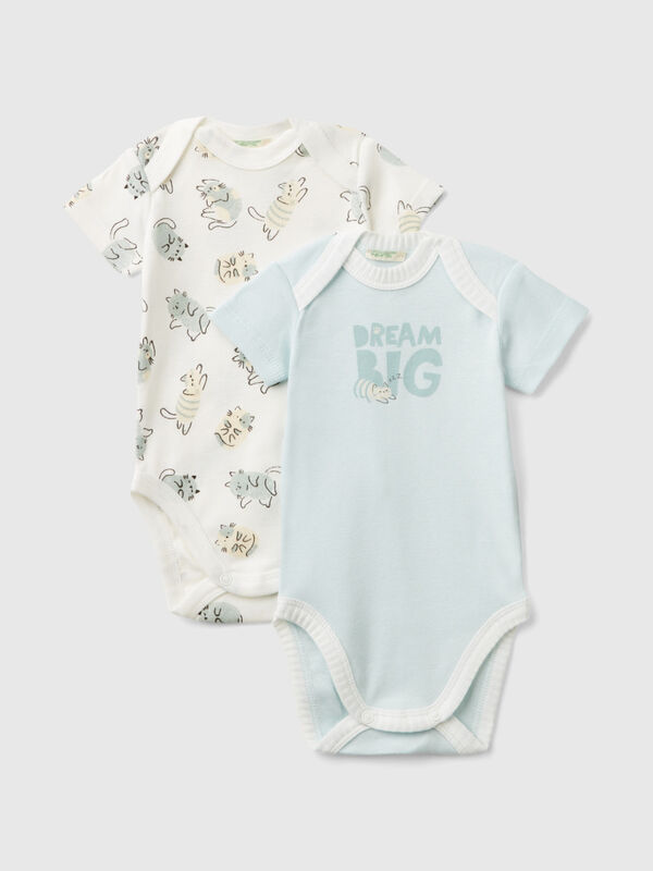 Two short sleeve bodysuits in organic cotton New Born (0-18 months)