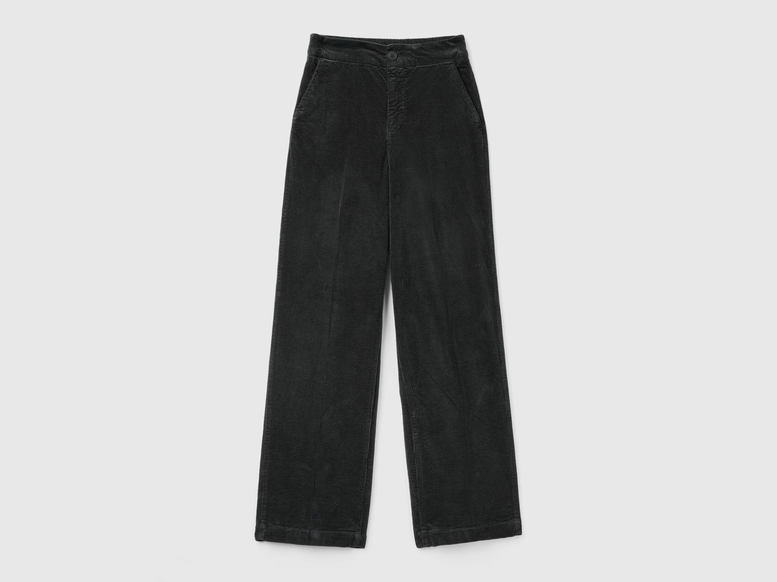 Wide velvet trousers - Black | Benetton