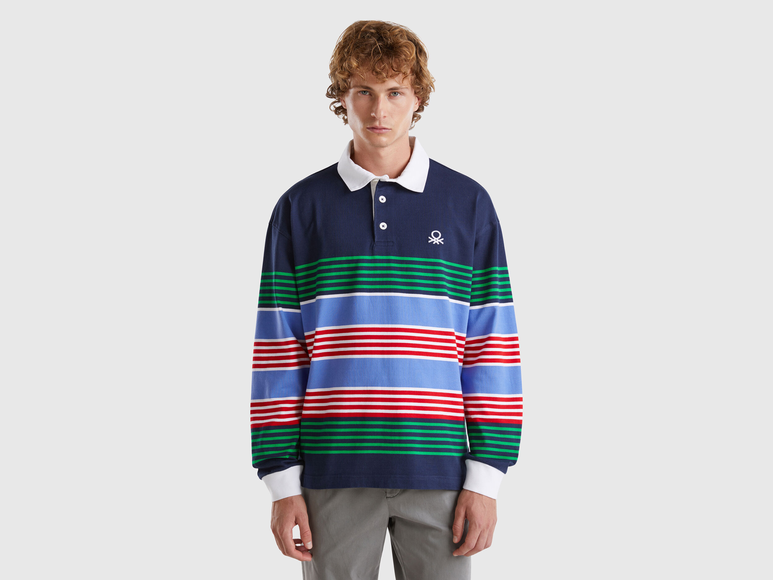 Benetton striped rugby polo shop