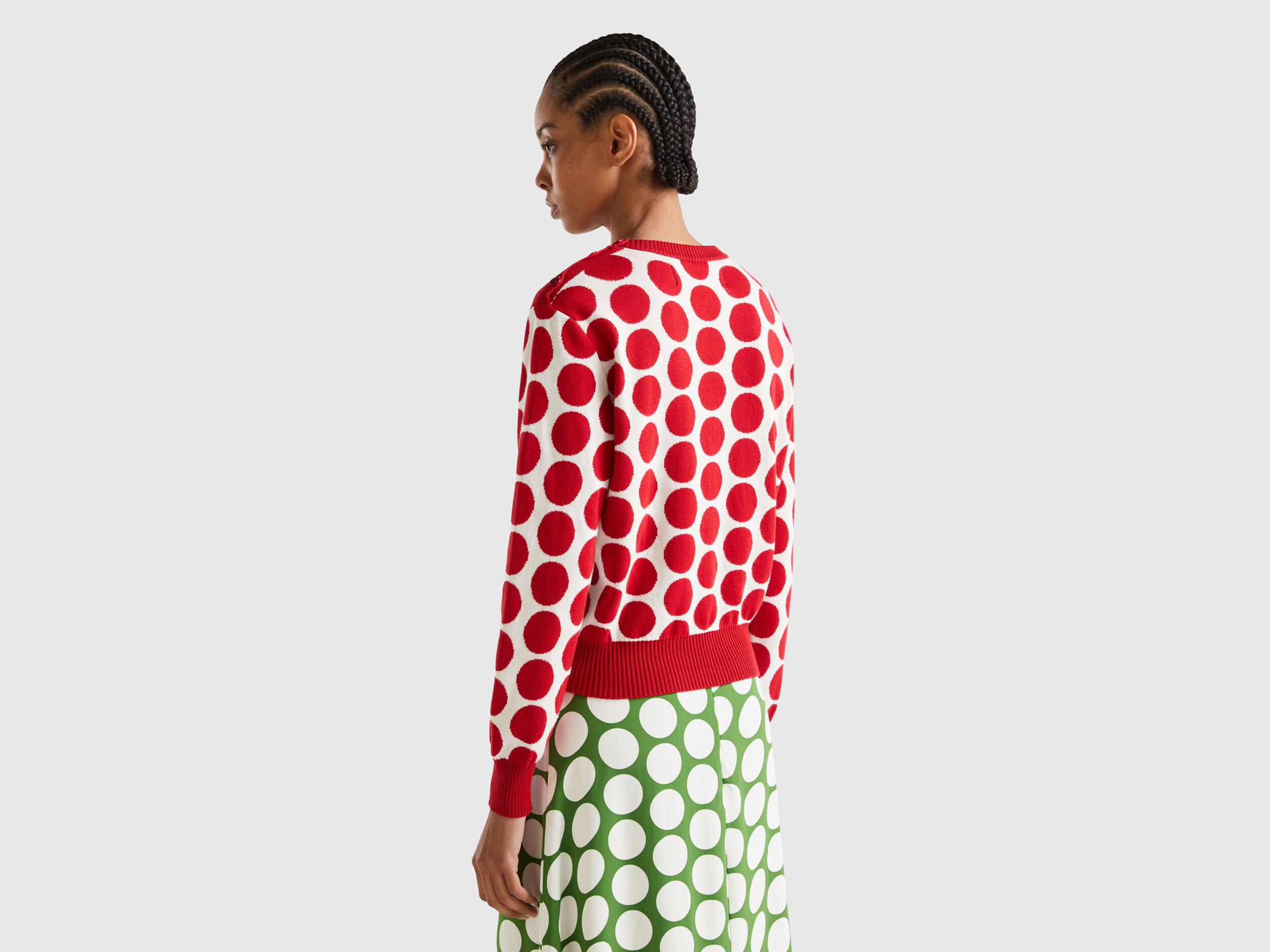 Red and white sales polka dot sweater