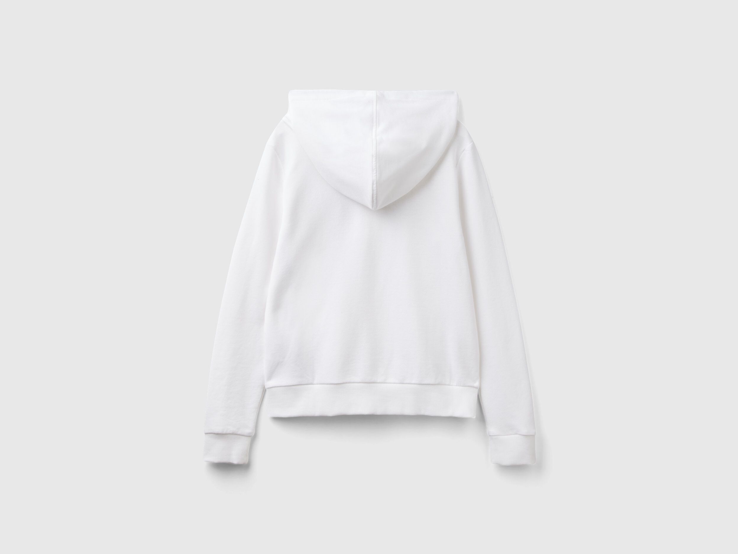 Benetton 100 Cotton Sweatshirt with Zip and Hood White Women