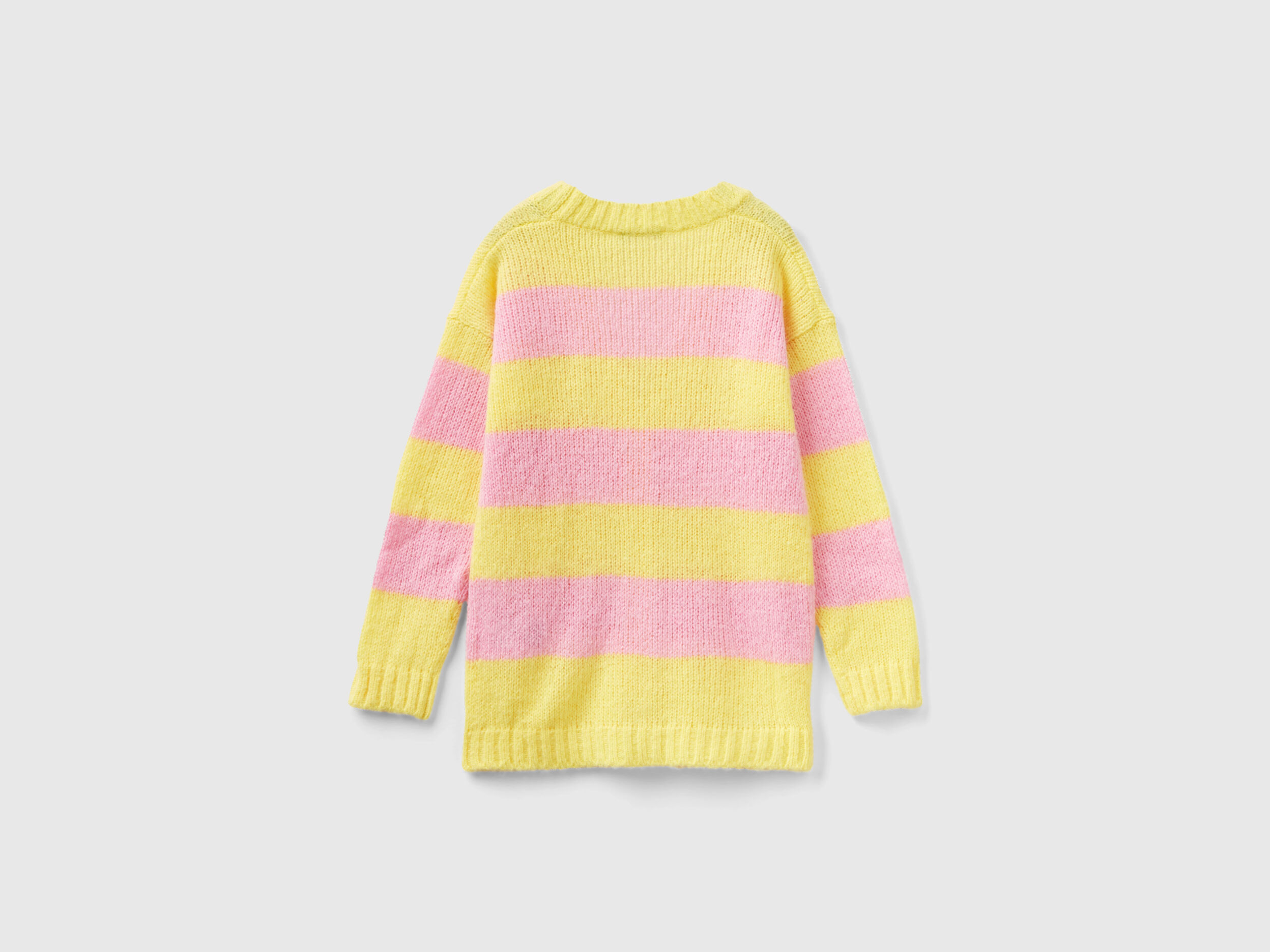 Two tone striped cardigan Yellow Benetton