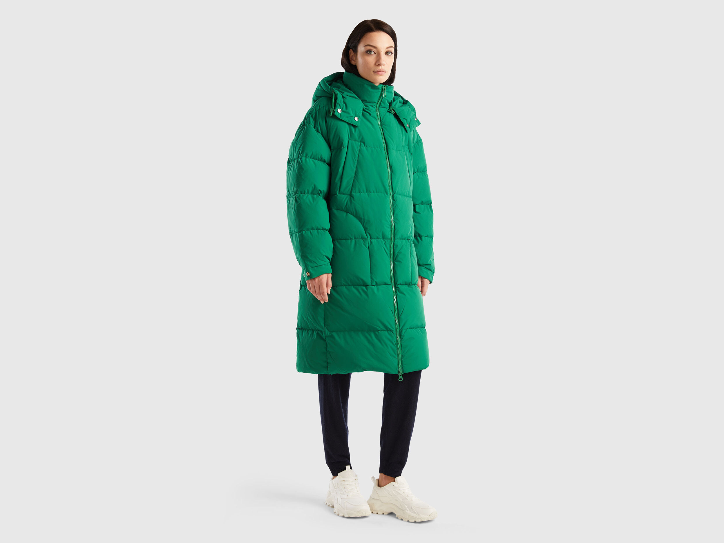 Longline duvet jacket cheap with hood benetton