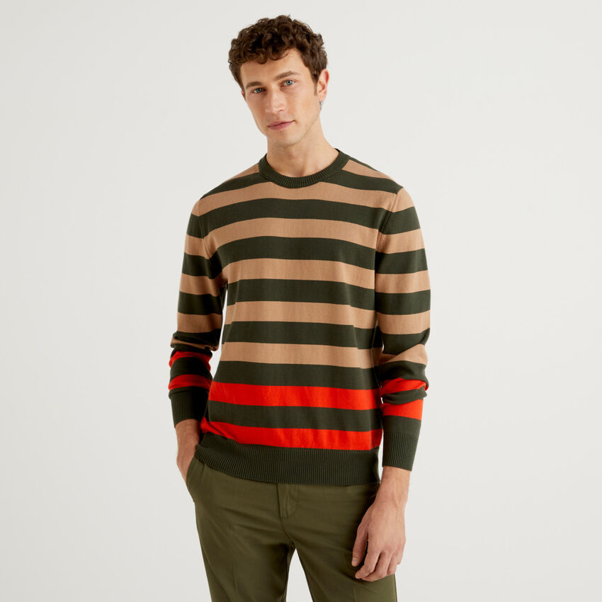 Striped 100% cotton sweater