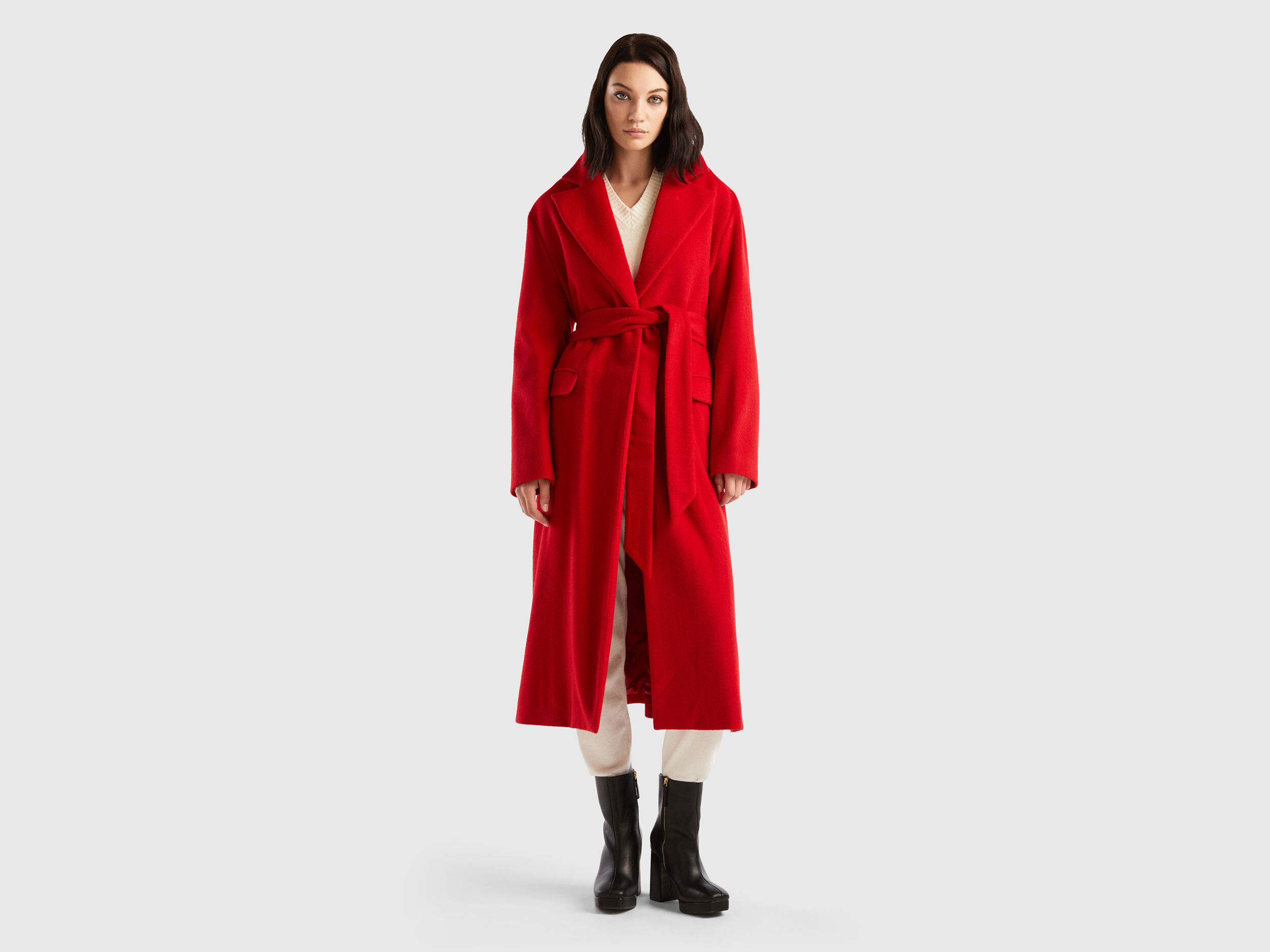 Benetton red coat new arrivals