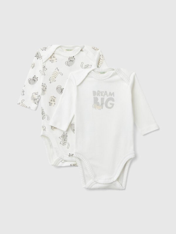 Two long sleeve bodysuits in organic cotton New Born (0-18 months)