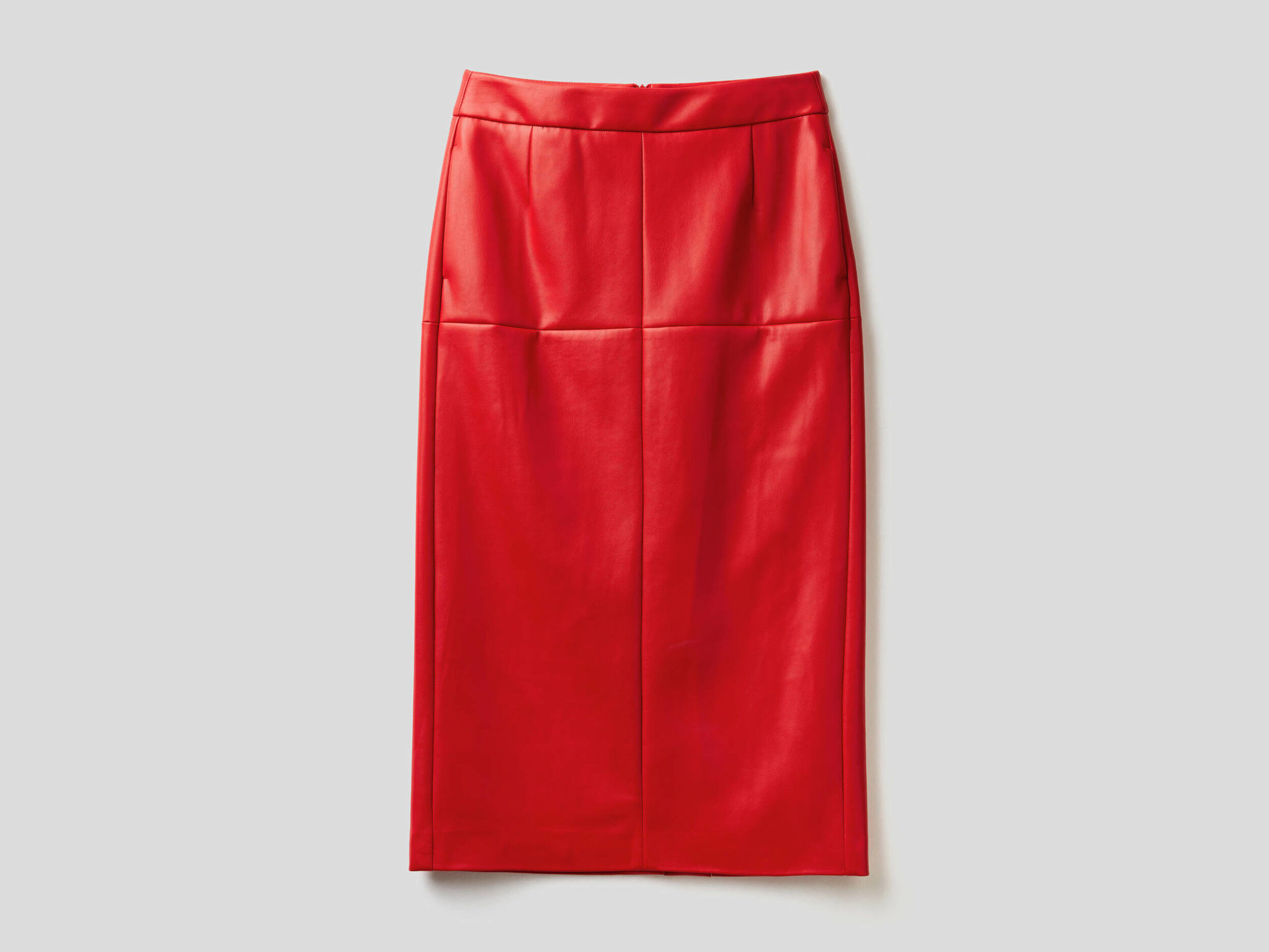 red faux leather full skirt
