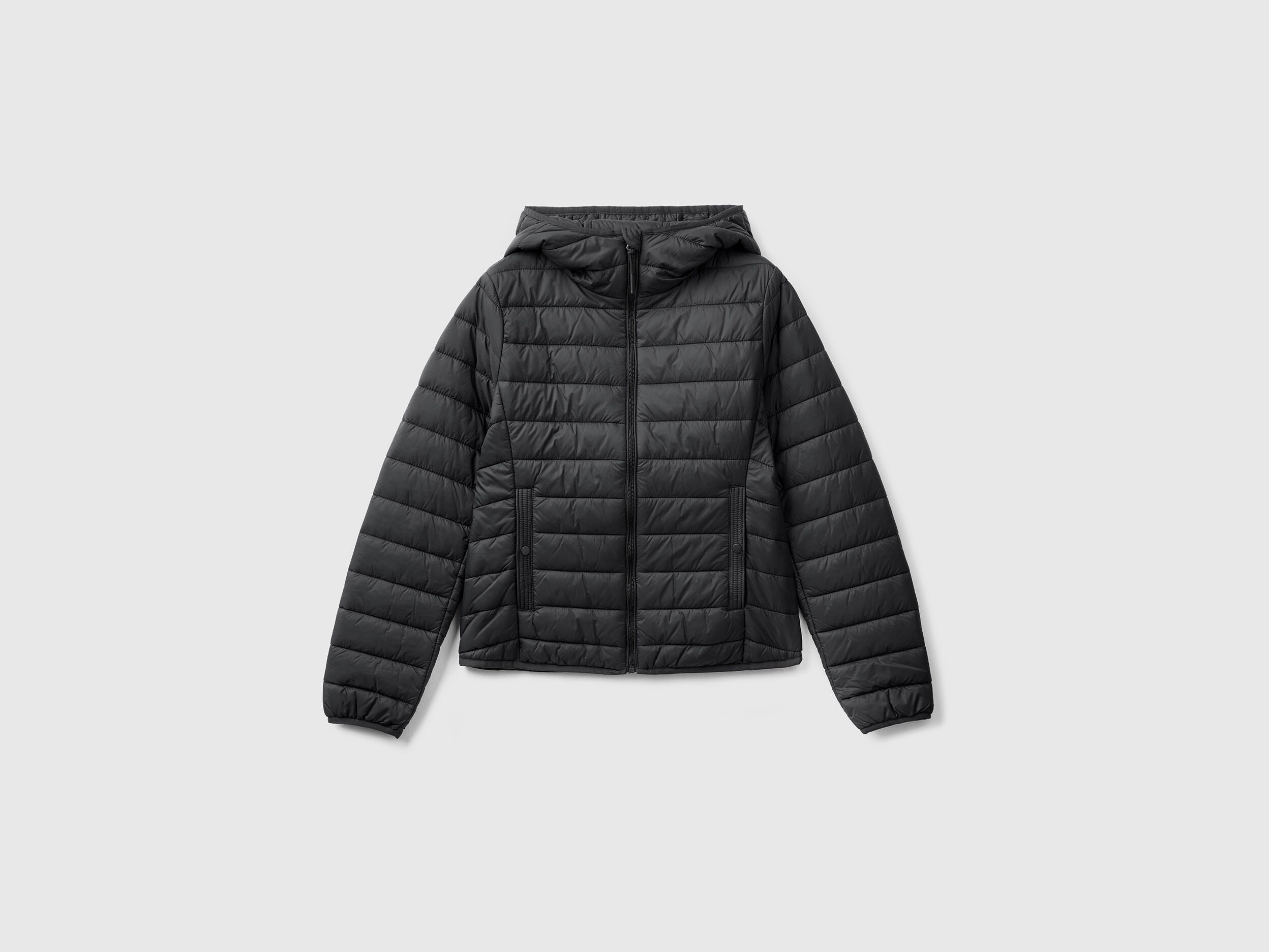 Puffer jacket with recycled wadding - Black | Benetton