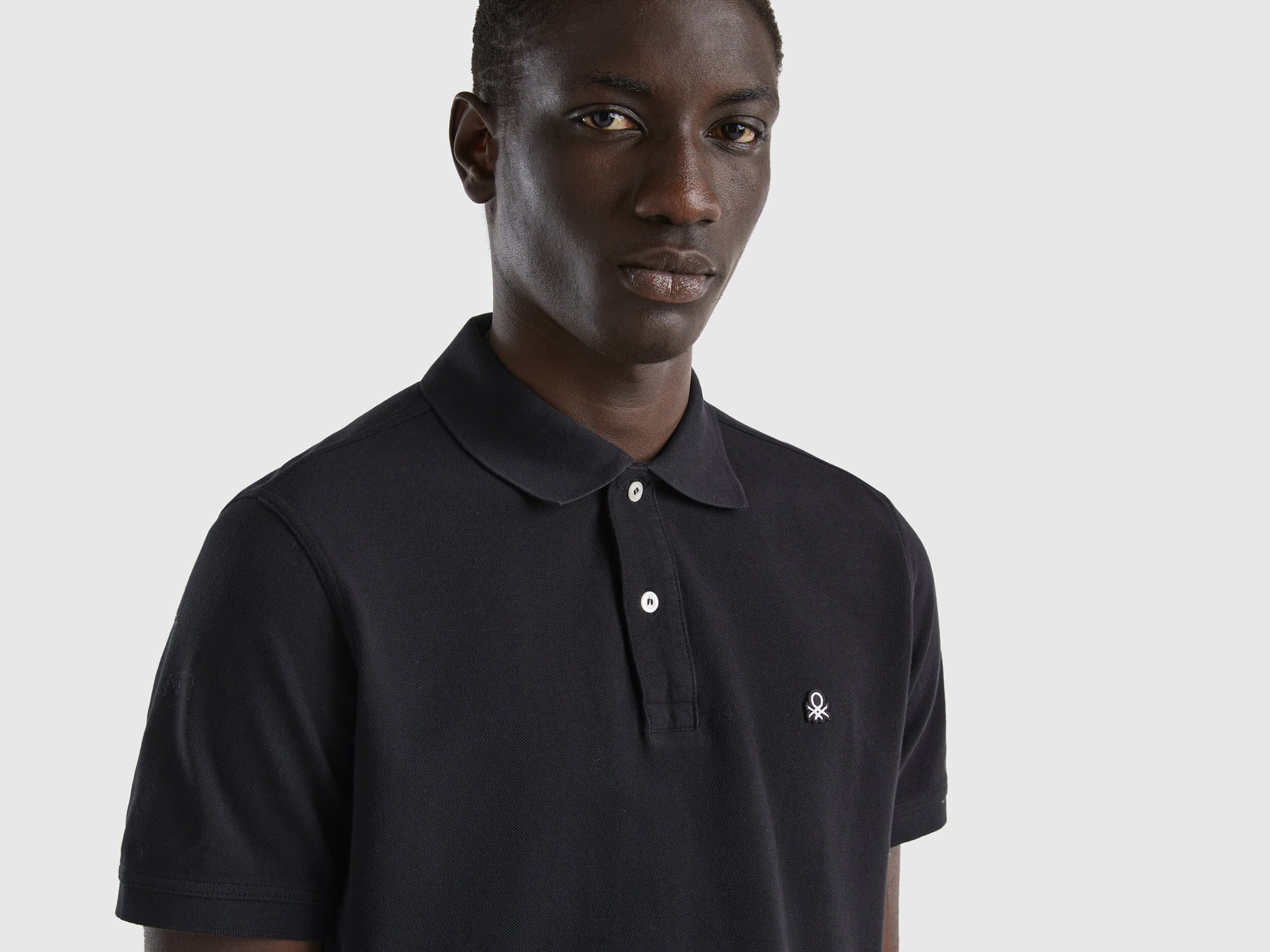 Black regular fit polo Black Benetton