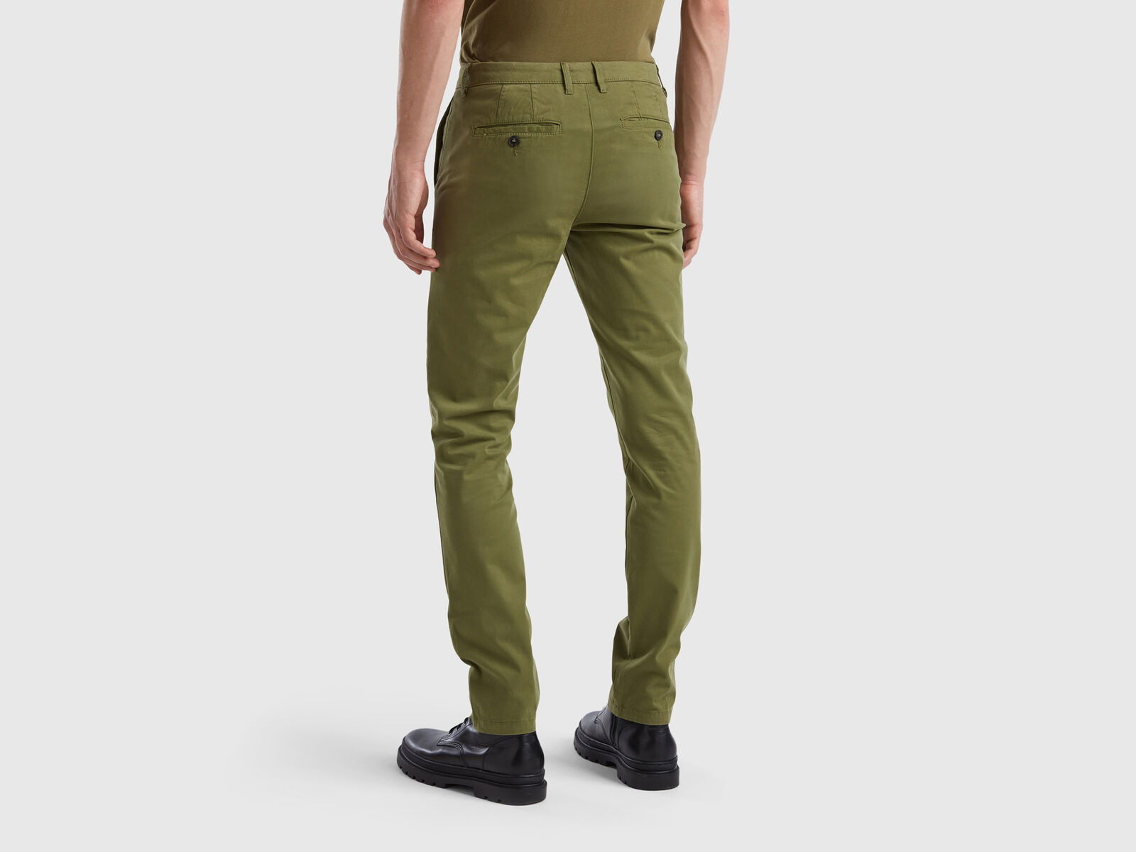 Benetton, Military Green Slim Fit Chinos, Size 42, Military Green, Men