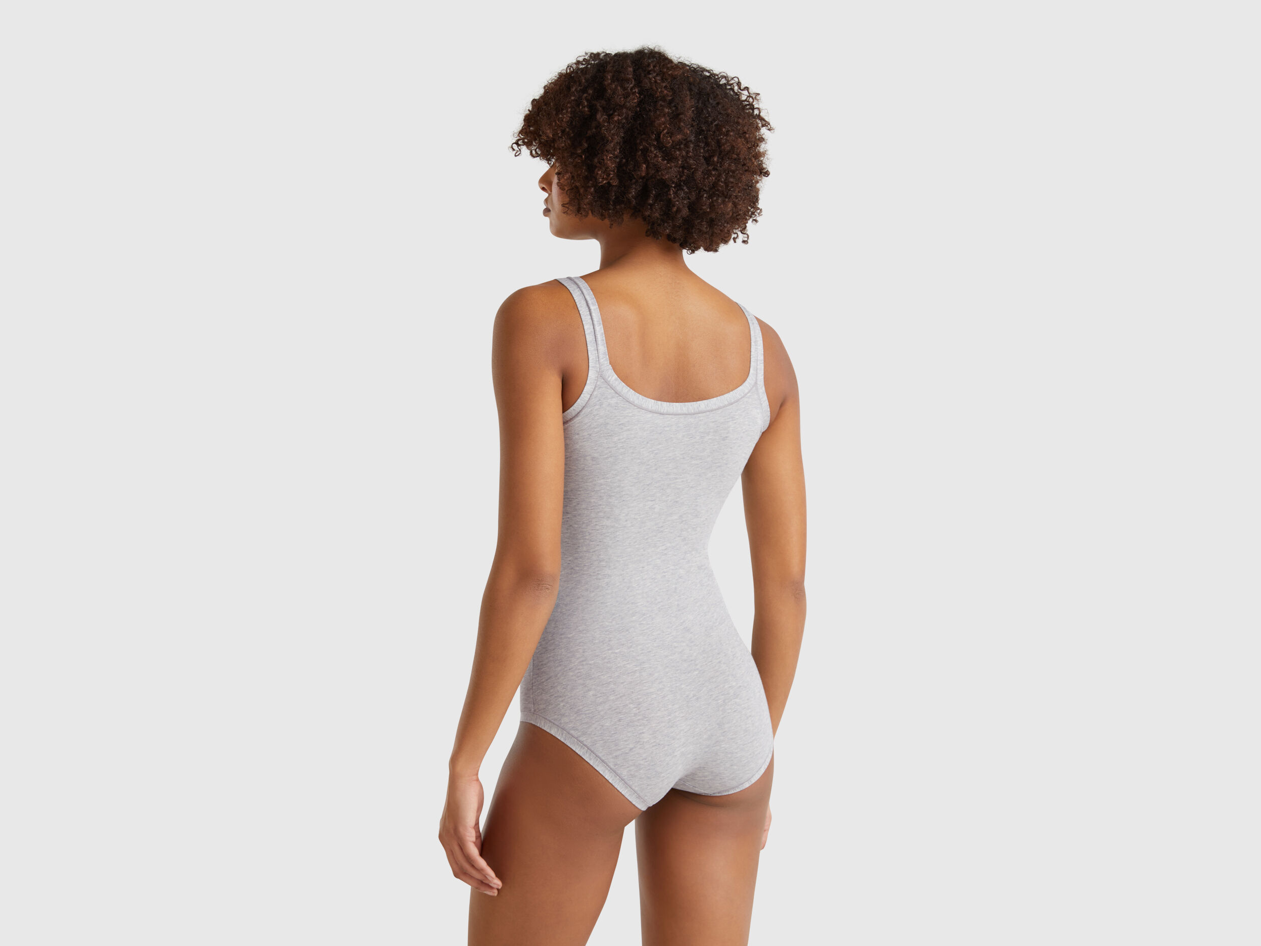 Super stretch organic cotton bodysuit - Light Gray | Benetton
