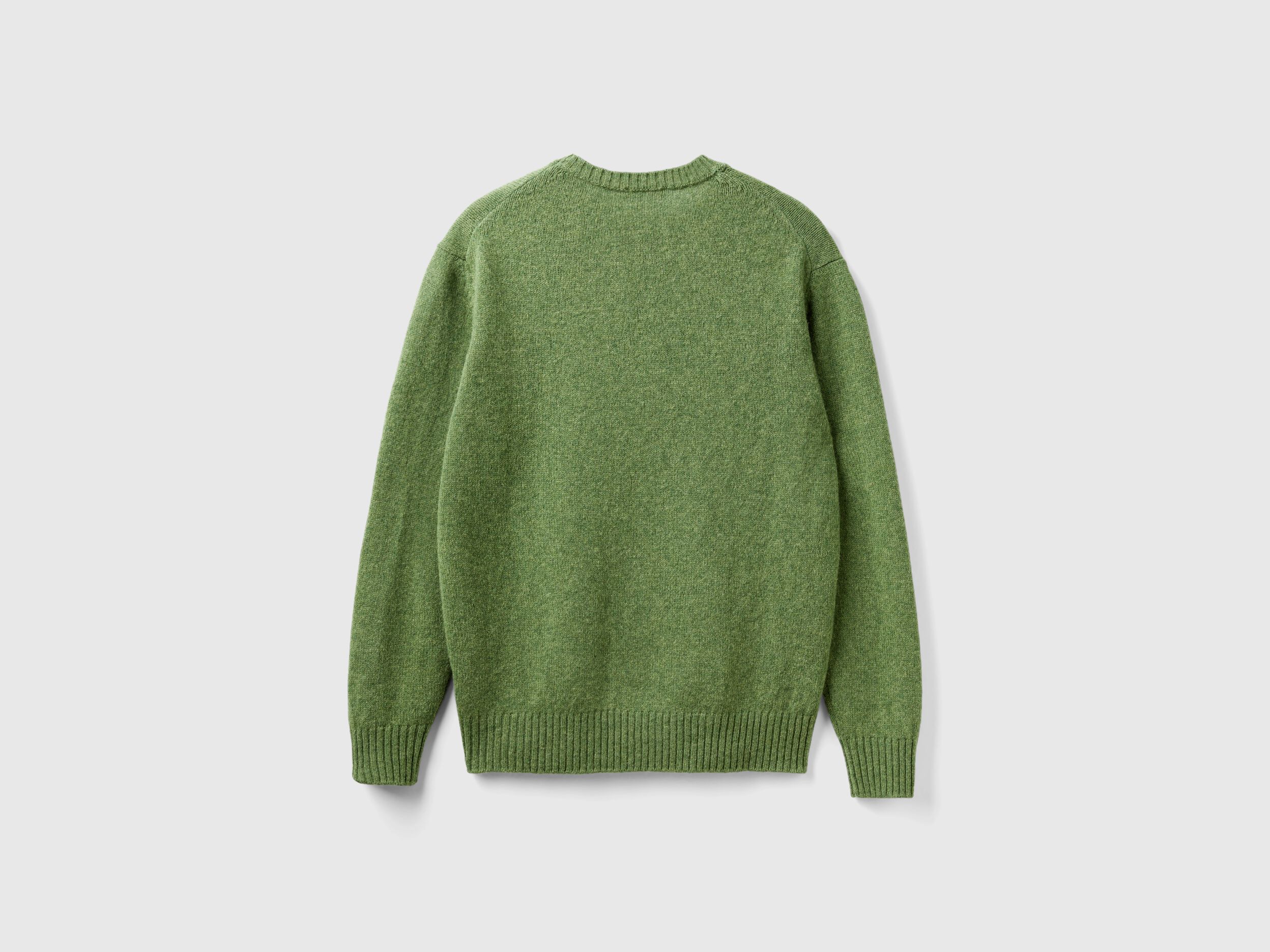 Sweater in Shetland wool Olive Green Benetton