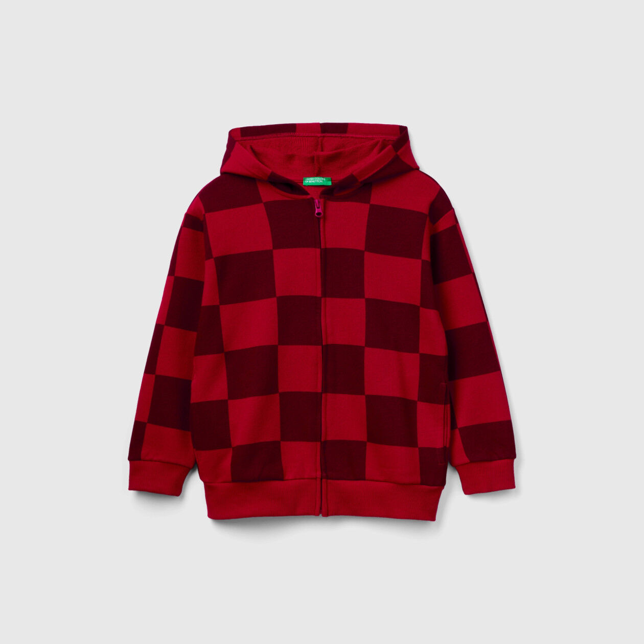 Checkered hoodie Burgundy Benetton