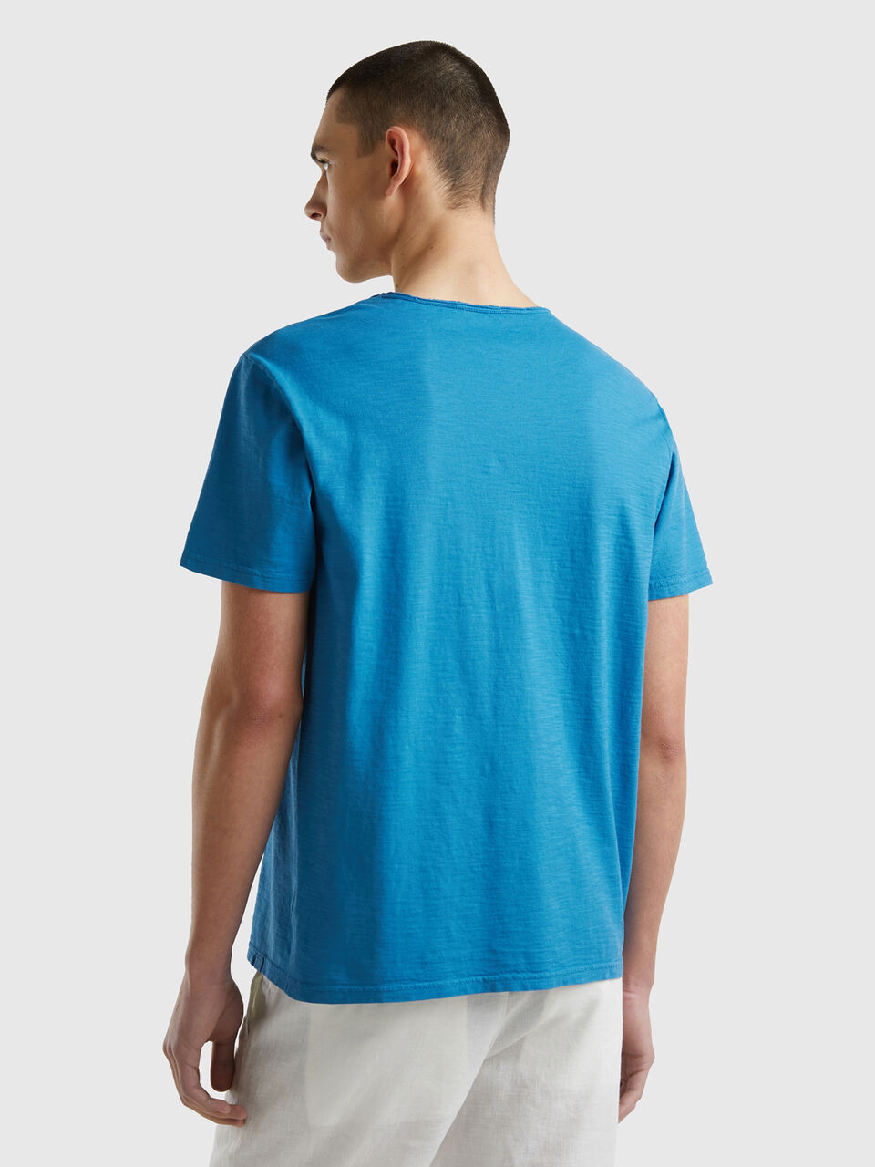 Oversized T-Shirt Blue Slub Cotton Jersey