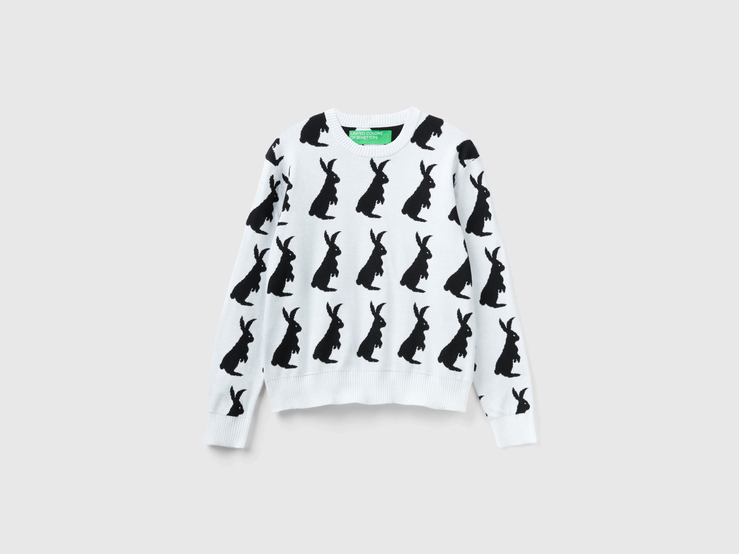 Sweater with bunny pattern White Benetton