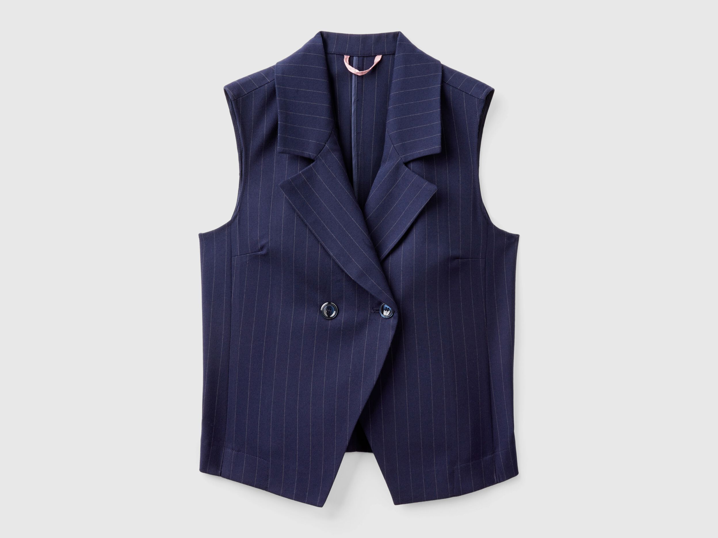 Double-breasted pinstripe vest - Dark Blue | Benetton