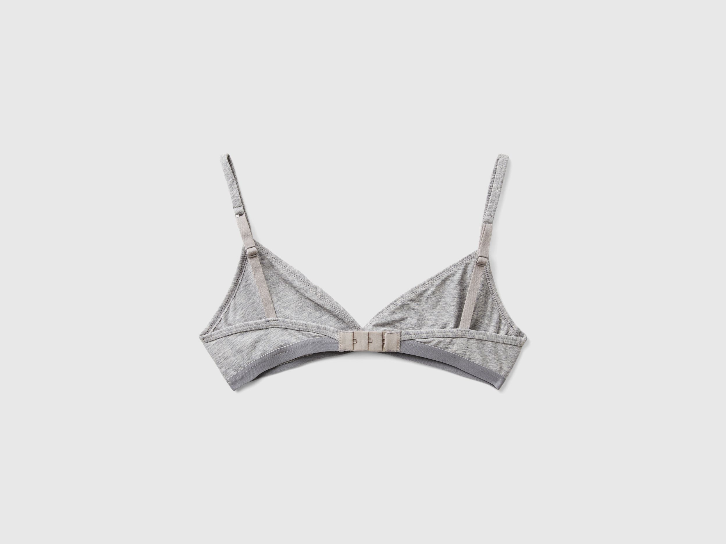 Triangle bra in stretch organic cotton - Light Gray | Benetton