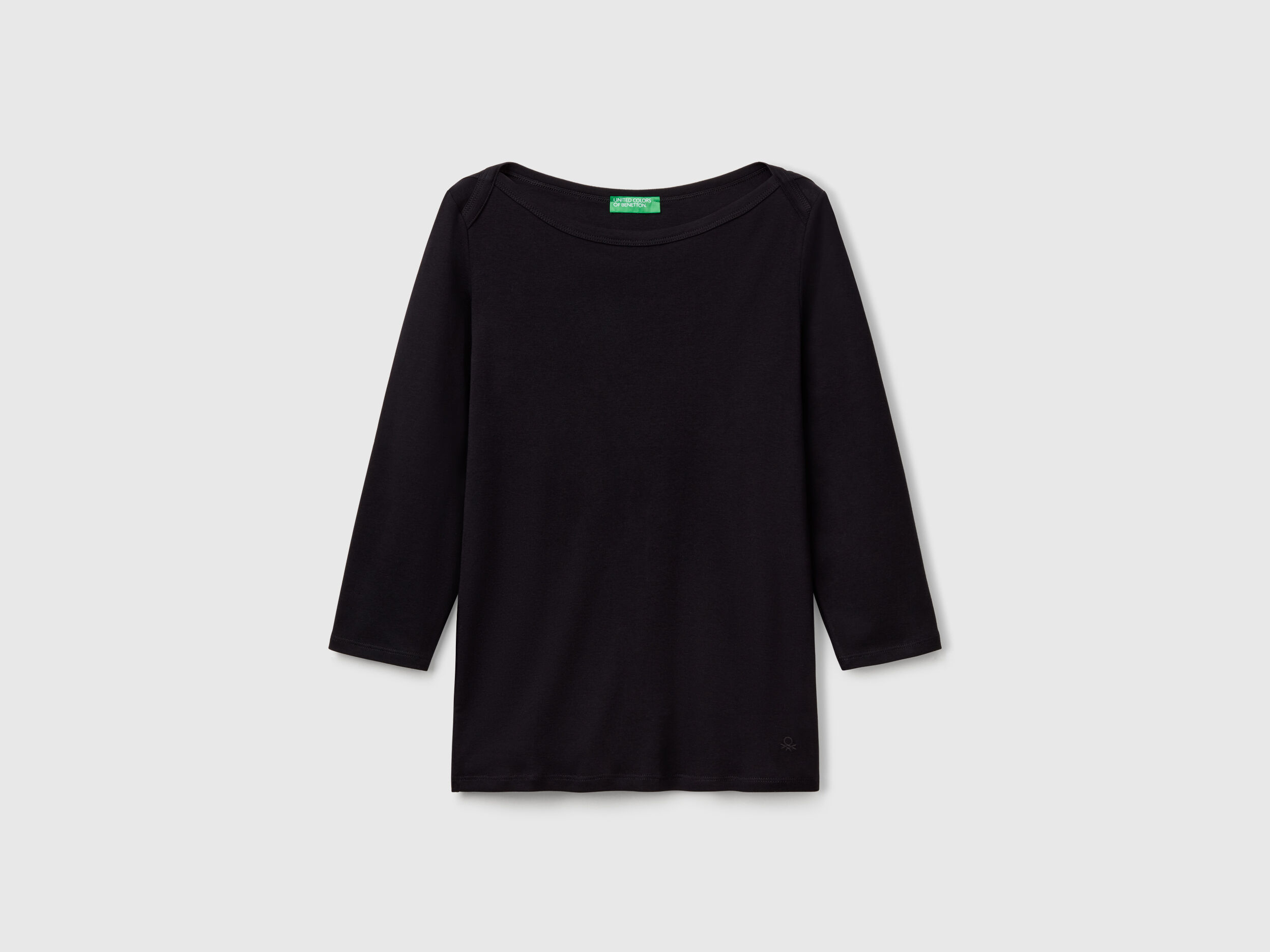 人気TOP with T-shirt boat Benetton | Black - cotton 100% in neck トップス
