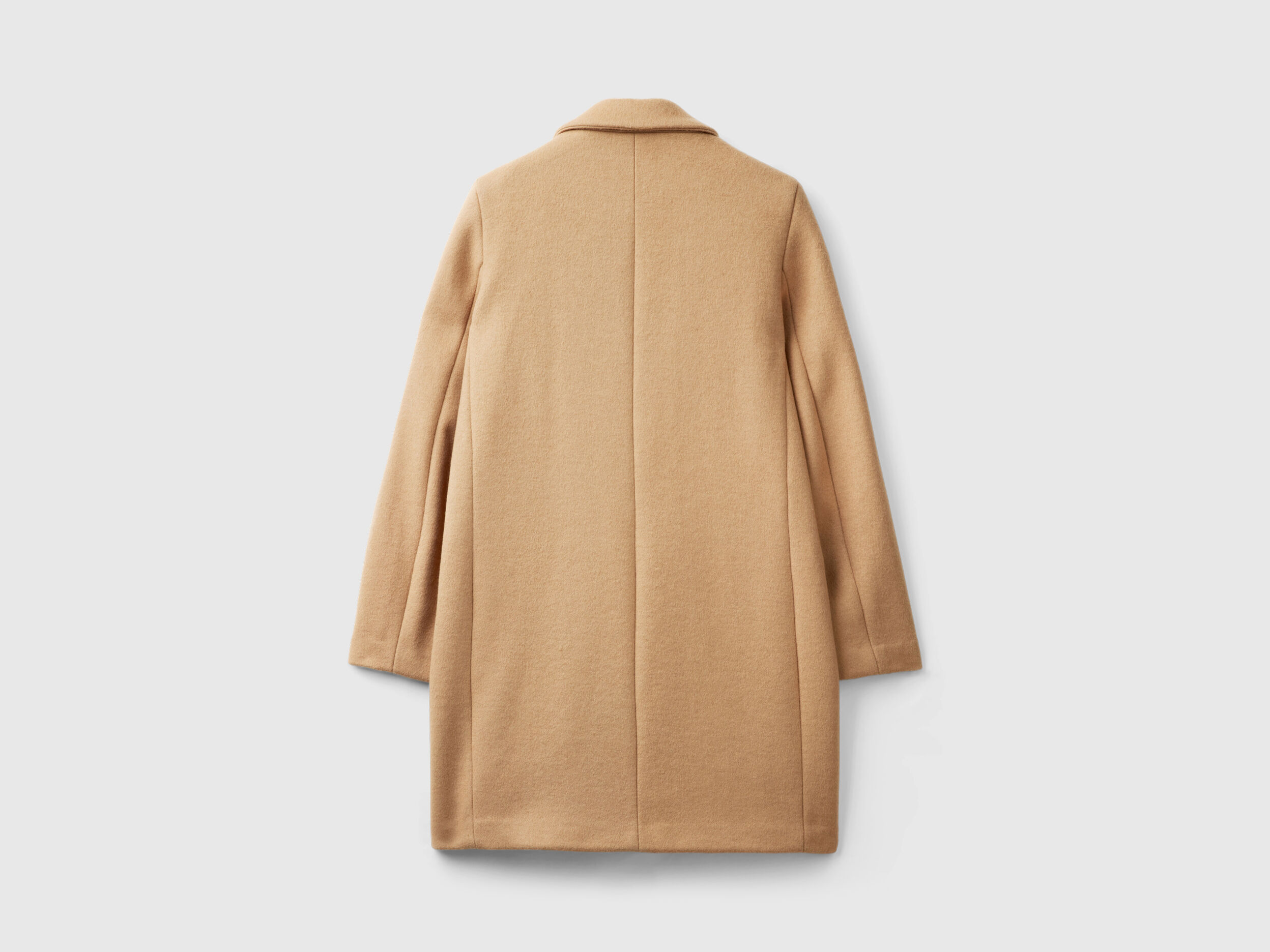 Short coat in wool blend cloth - Beige | Benetton