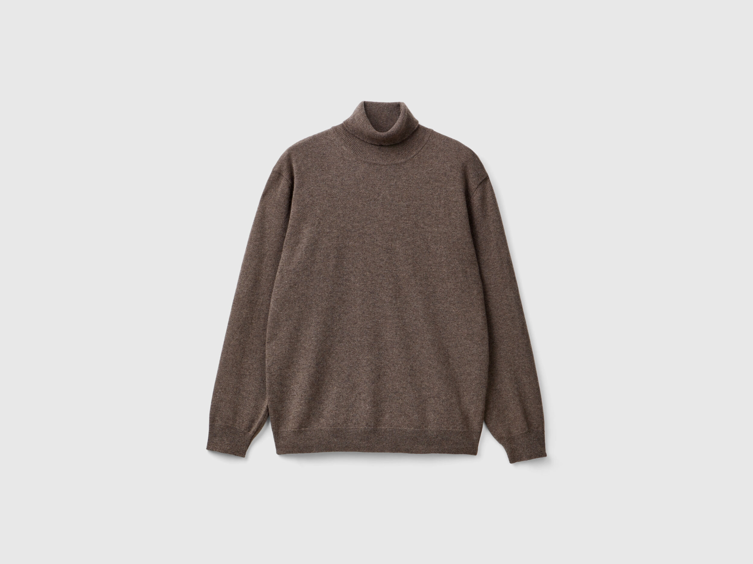 Brown turtleneck in pure Merino wool - Dark Brown | Benetton