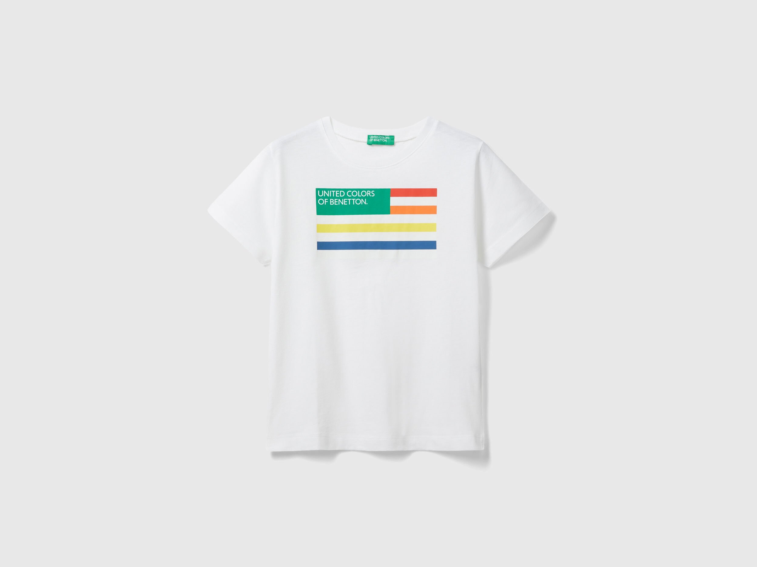T shirt with print in 100 organic cotton White Benetton