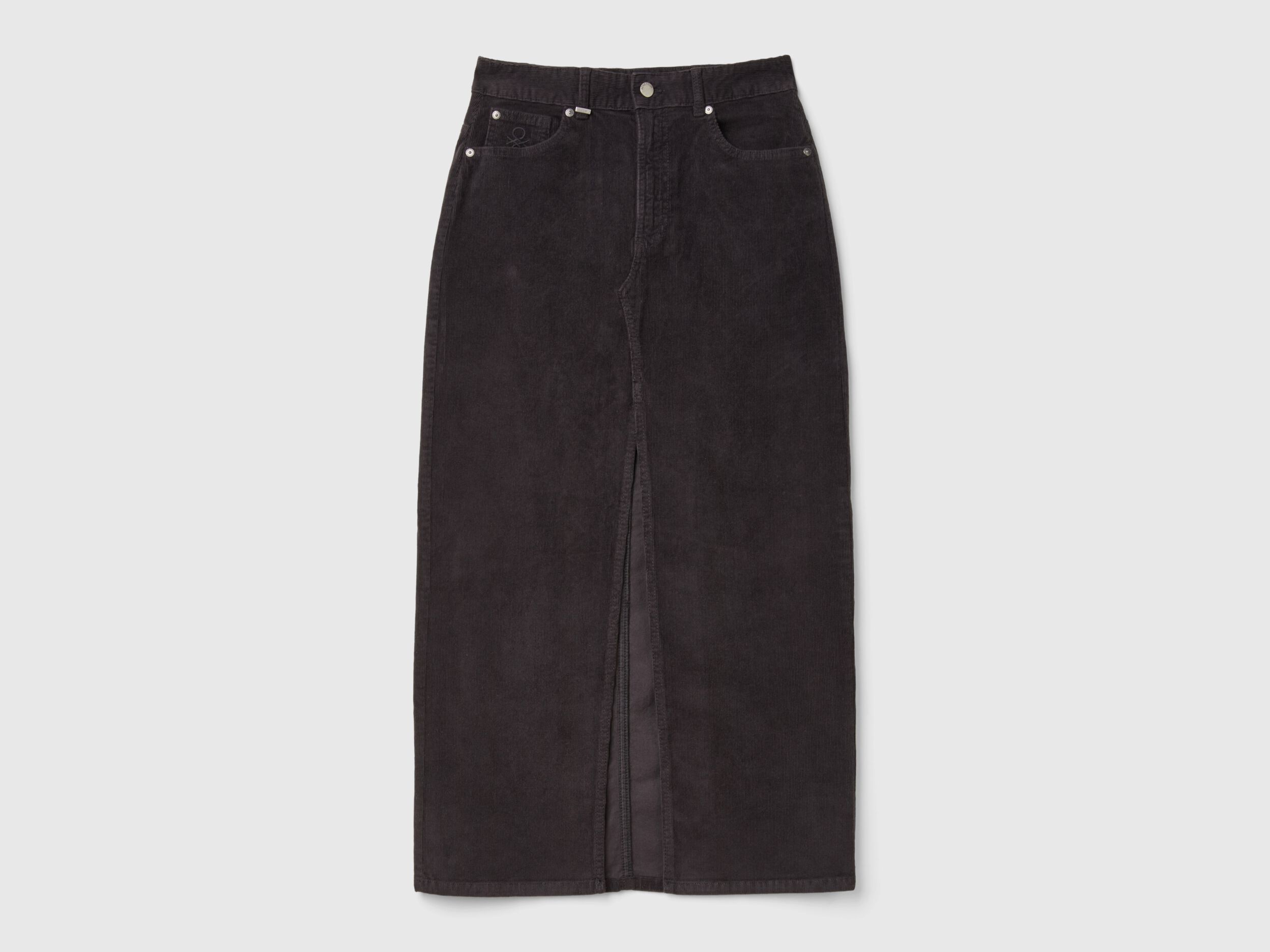 Long corduroy skirt Black Benetton