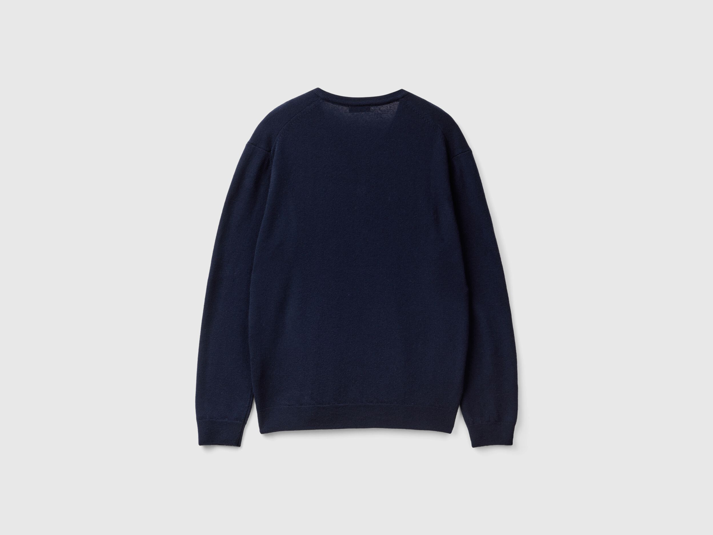 Dark blue V neck sweater in pure Merino wool Dark Blue Benetton