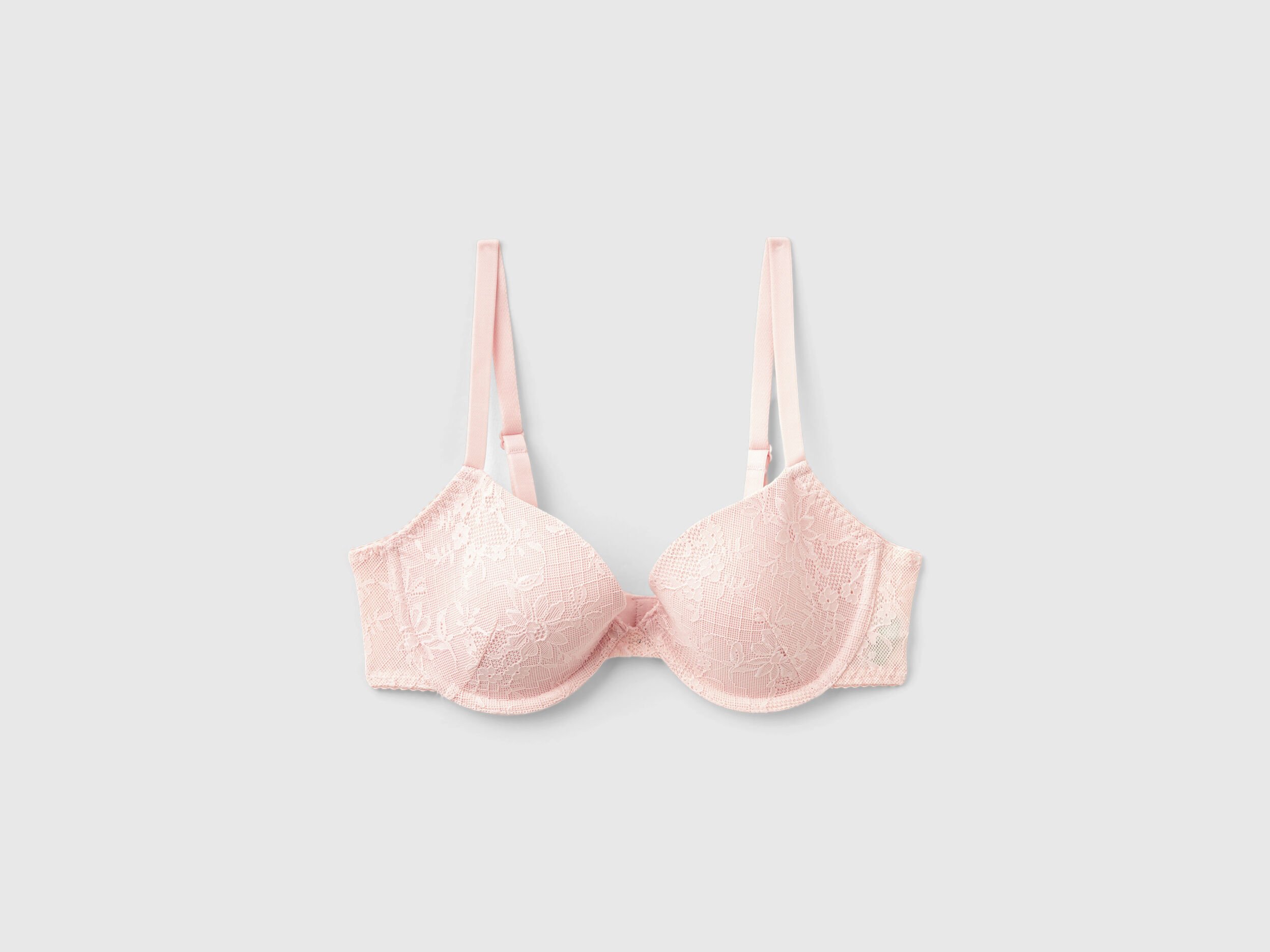 Push up bra in stretch lace - Soft Pink | Benetton