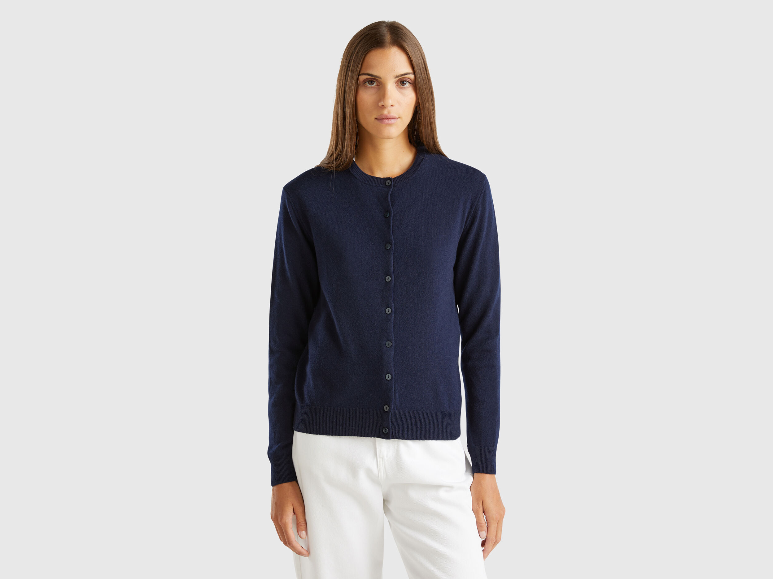 Navy round neck cardigan sale