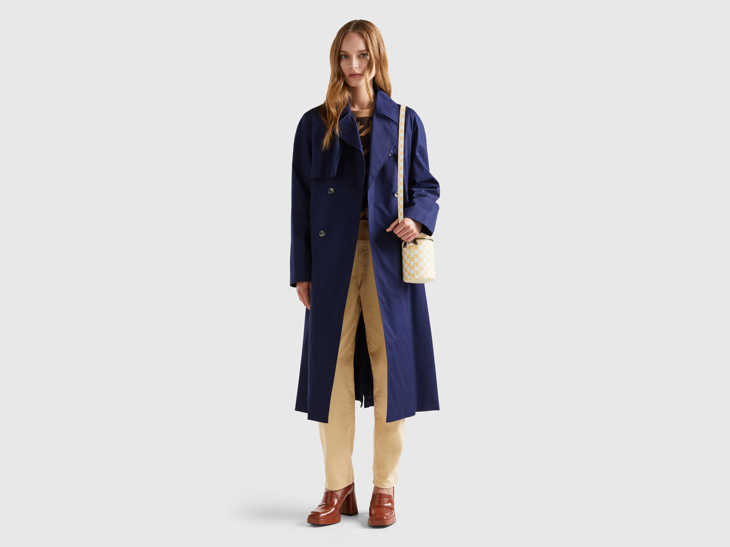 Benetton mid length deals hidden double breasted coat